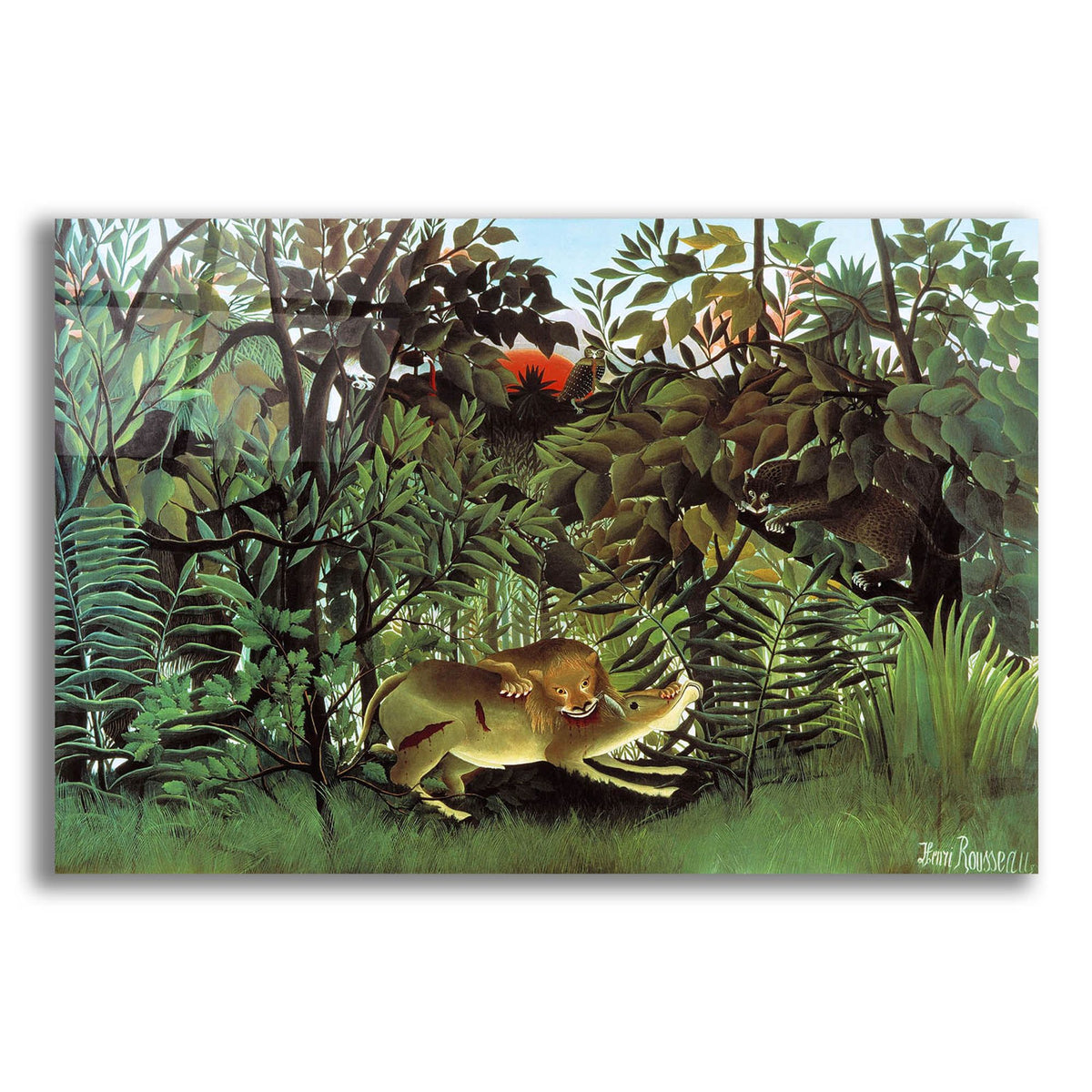 Epic Art ' The Hungry Lion, 1905' by Henri Rousseau, Acrylic Glass Wall Art