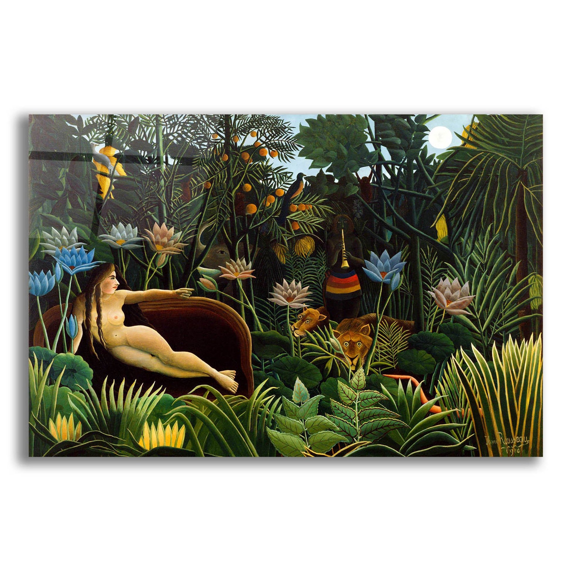 Epic Art ' The Dream, 1910' by Henri Rousseau, Acrylic Glass Wall Art,24x16