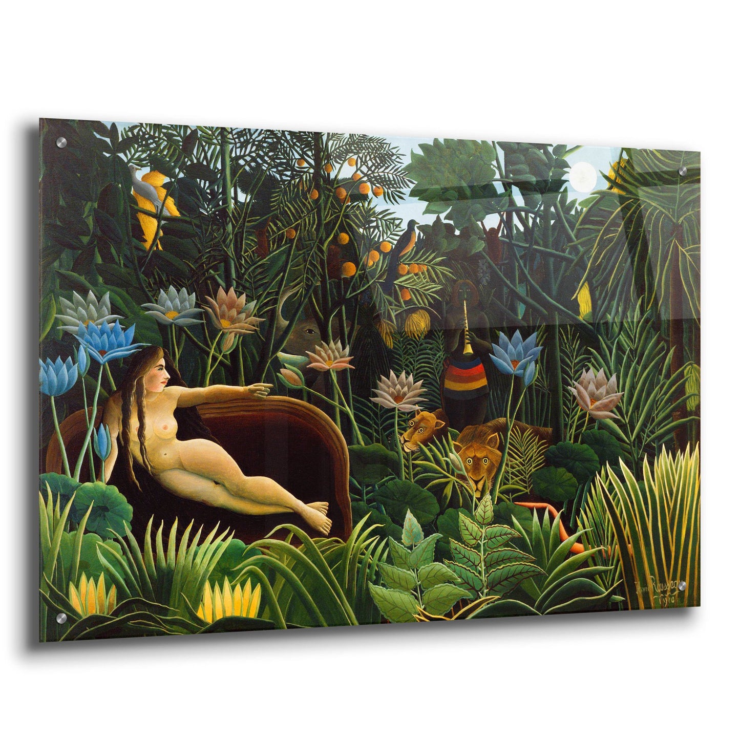 Epic Art ' The Dream, 1910' by Henri Rousseau, Acrylic Glass Wall Art,36x24