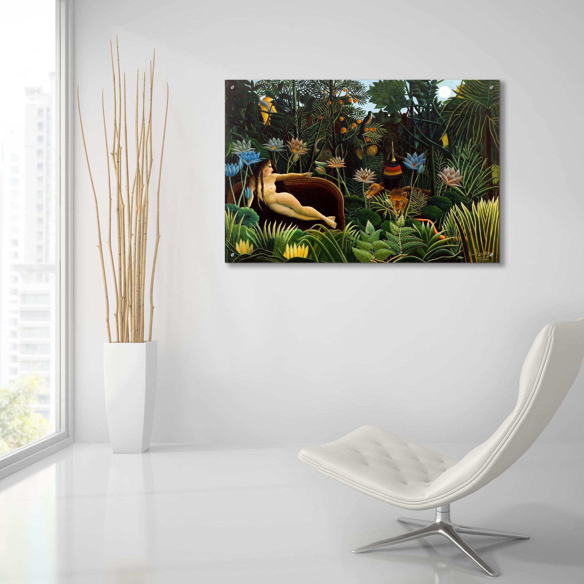 Epic Art ' The Dream, 1910' by Henri Rousseau, Acrylic Glass Wall Art,36x24