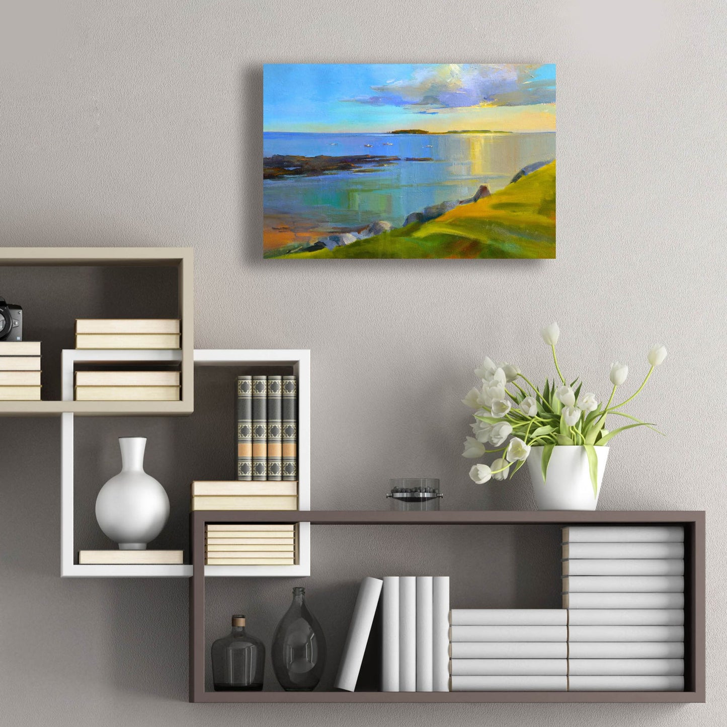 Epic Art ' Kettle Cove Boats 2' by Holly Ready, Acrylic Glass Wall Art,24x16