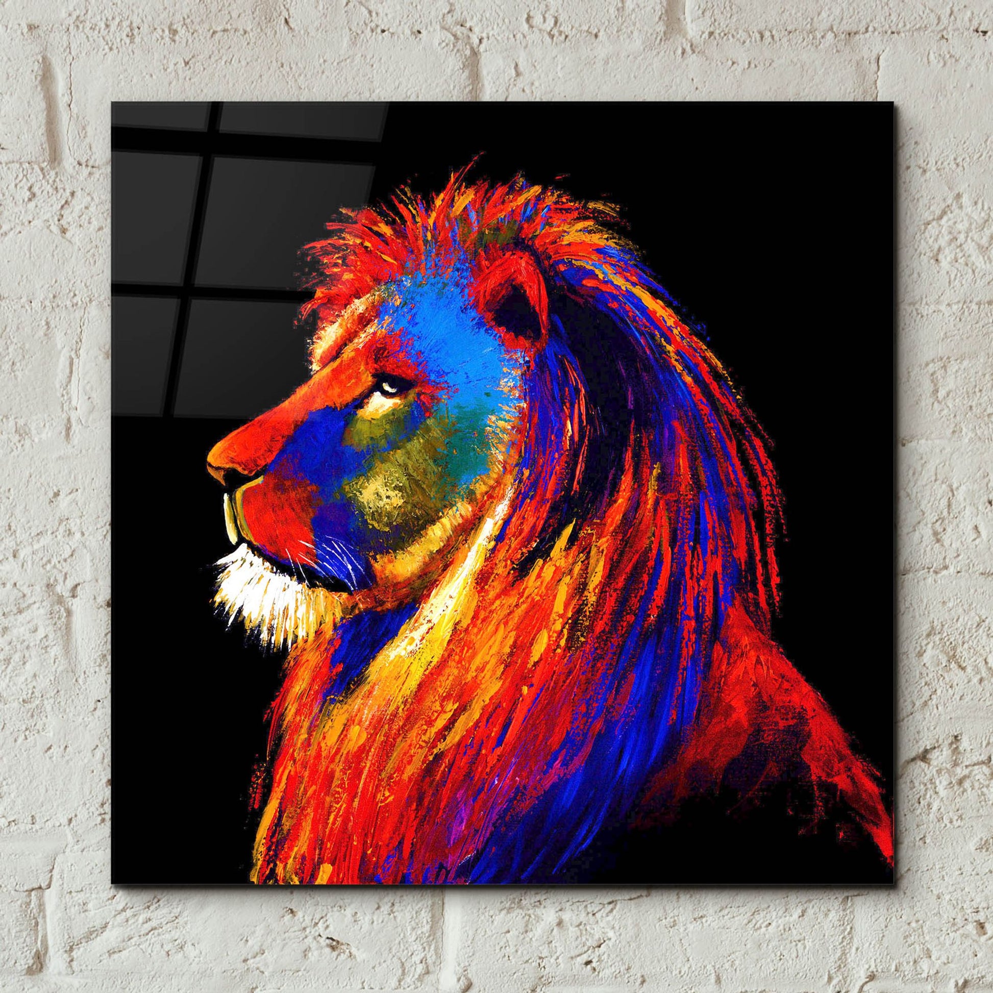 Epic Art ' The Lion' by Incado, Acrylic Glass Wall Art,12x12