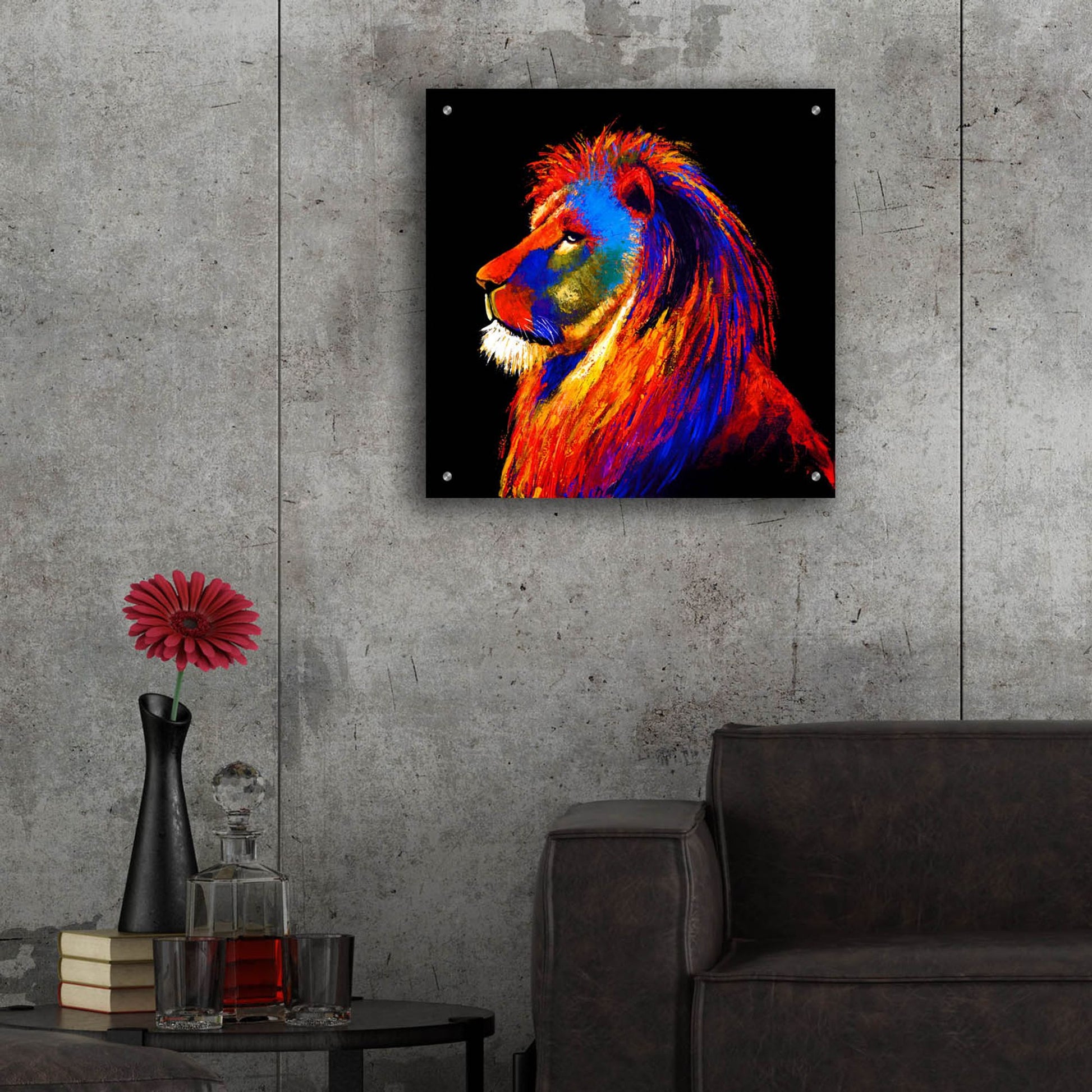 Epic Art ' The Lion' by Incado, Acrylic Glass Wall Art,24x24