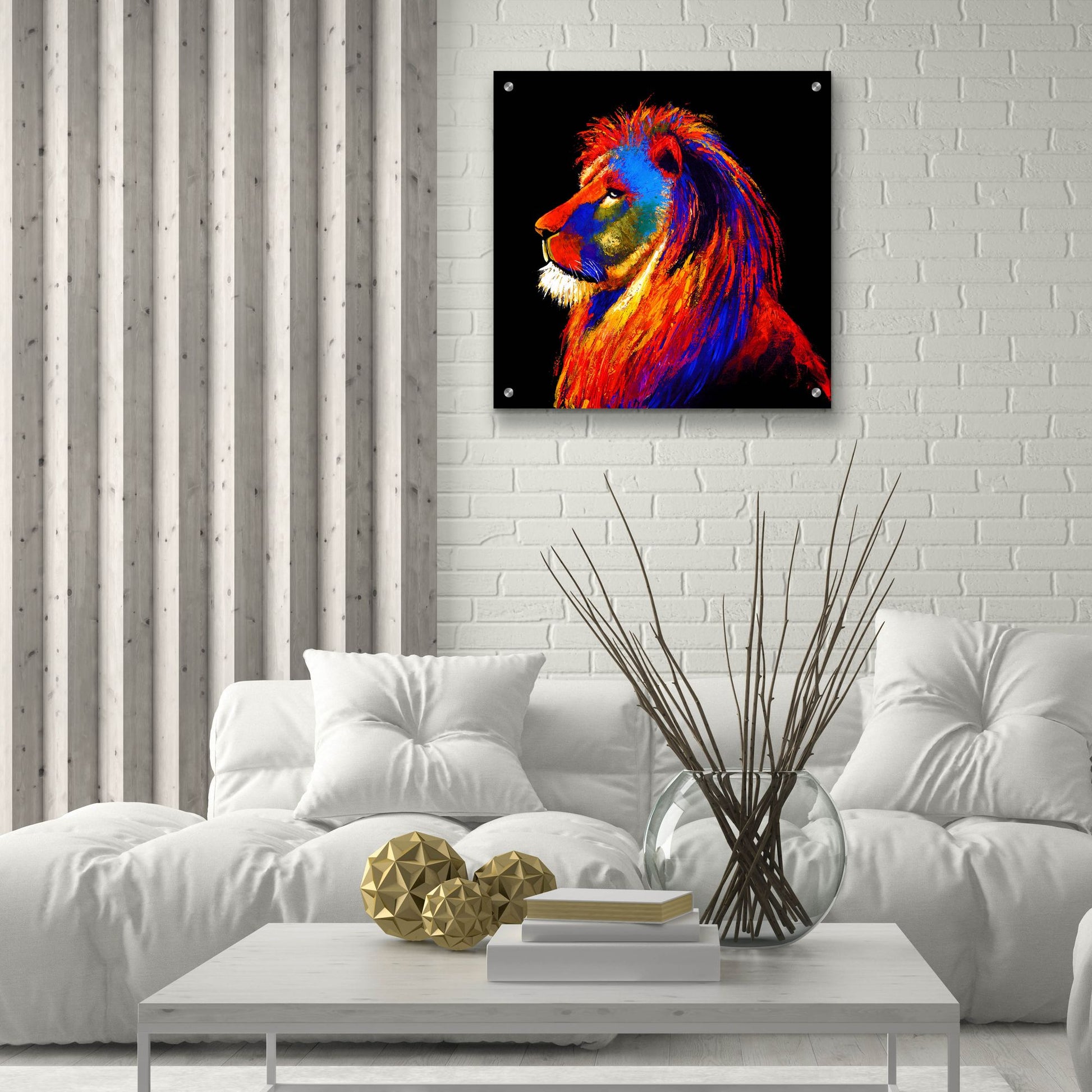 Epic Art ' The Lion' by Incado, Acrylic Glass Wall Art,24x24