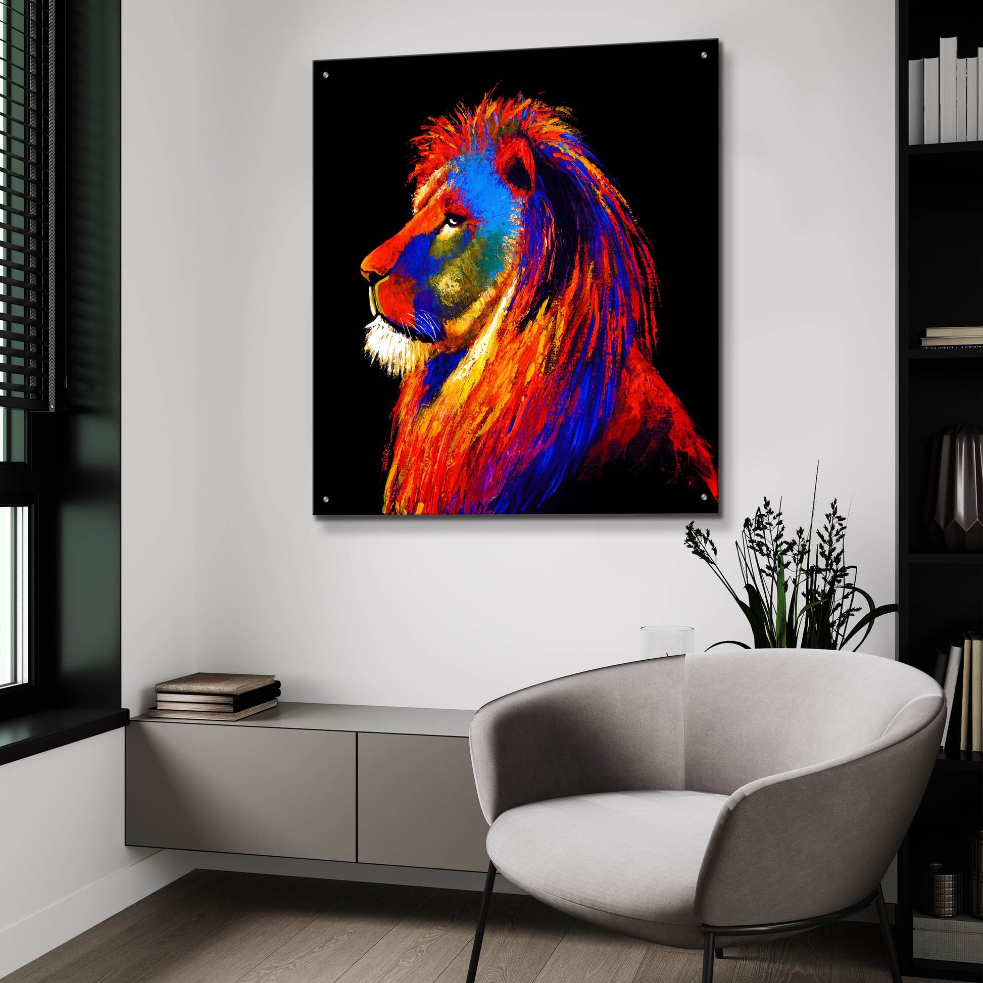 Epic Art ' The Lion' by Incado, Acrylic Glass Wall Art,36x36