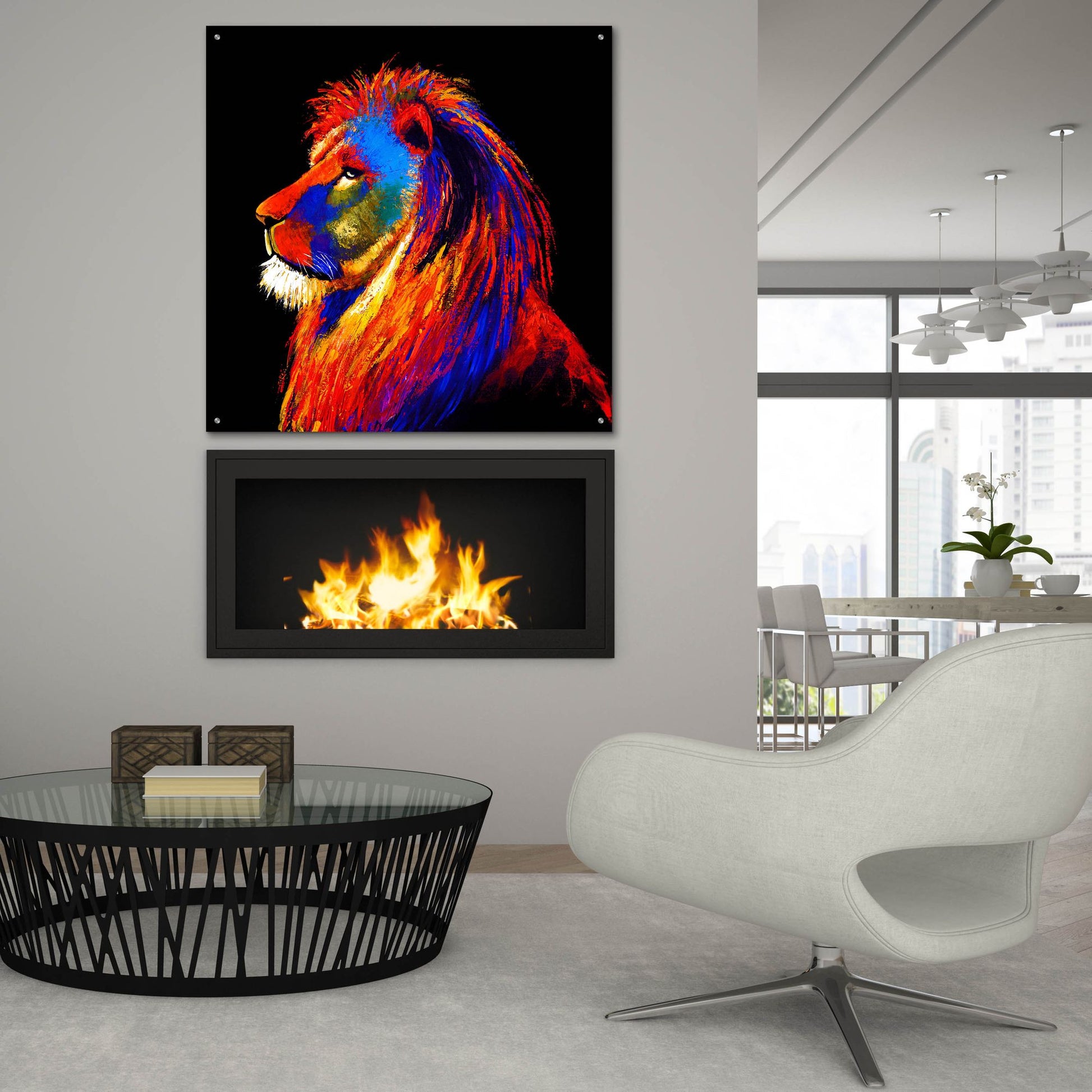 Epic Art ' The Lion' by Incado, Acrylic Glass Wall Art,36x36