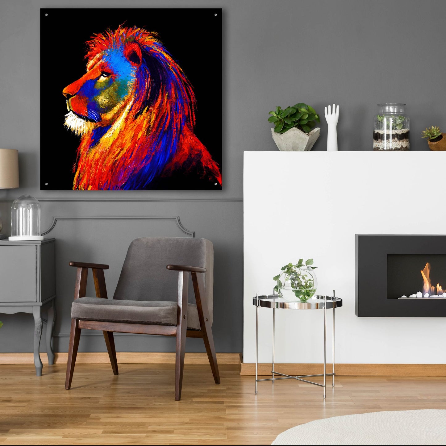 Epic Art ' The Lion' by Incado, Acrylic Glass Wall Art,36x36