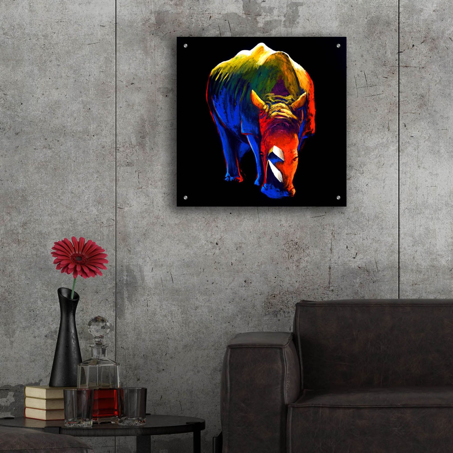 Epic Art ' The Rhino' by Incado, Acrylic Glass Wall Art,24x24