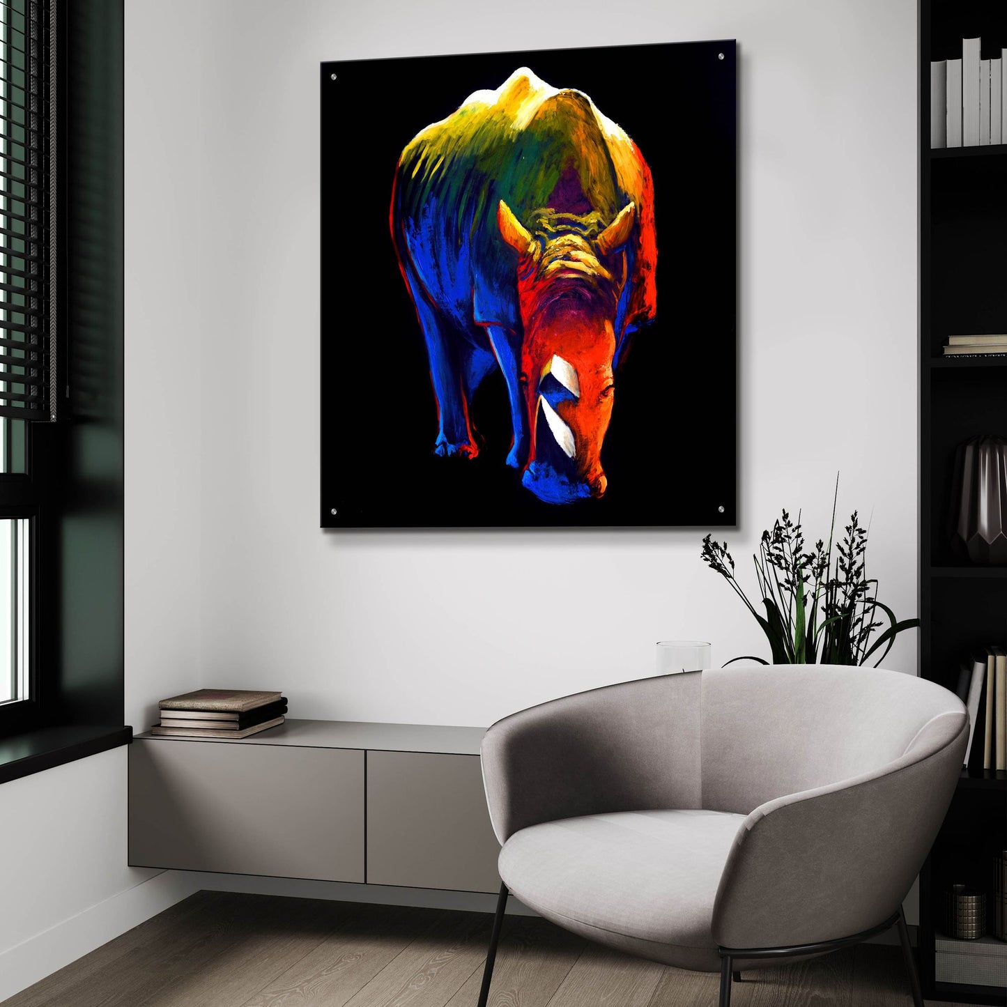 Epic Art ' The Rhino' by Incado, Acrylic Glass Wall Art,36x36