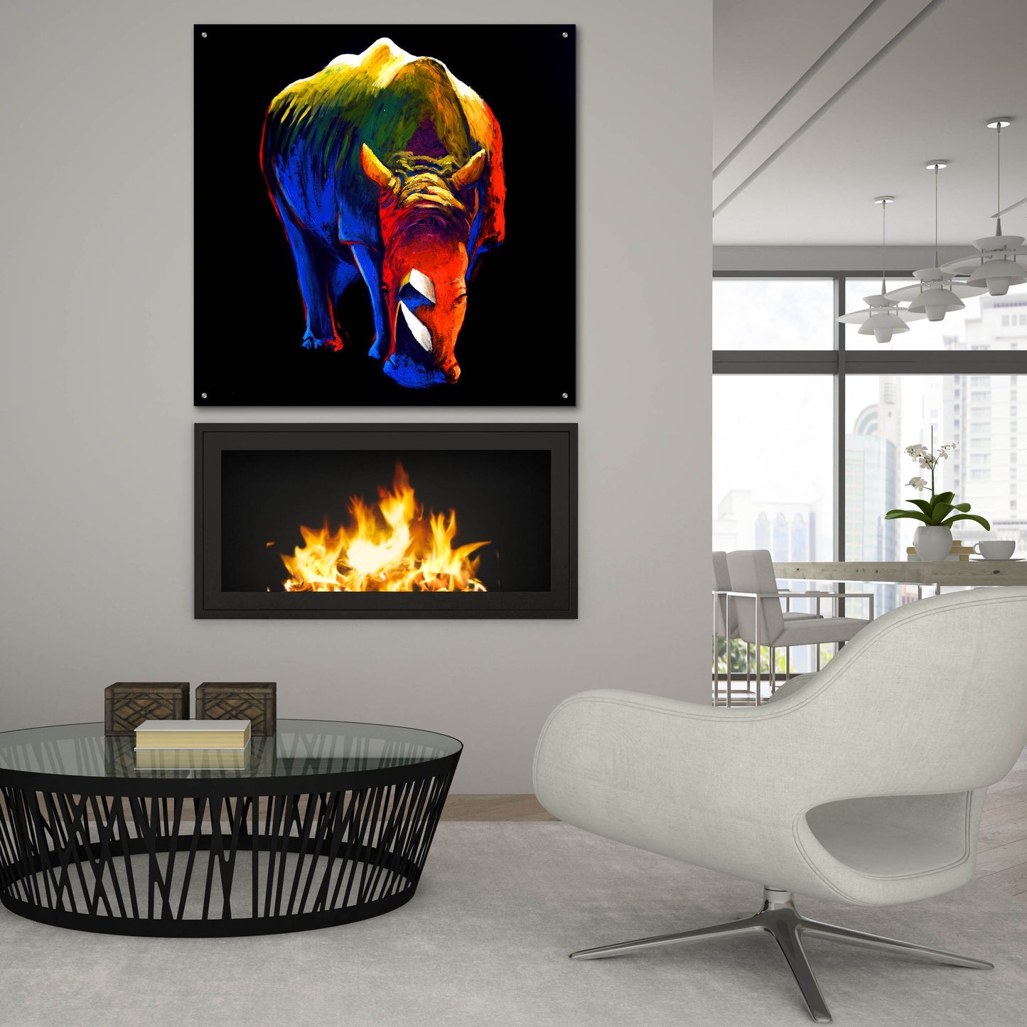 Epic Art ' The Rhino' by Incado, Acrylic Glass Wall Art,36x36