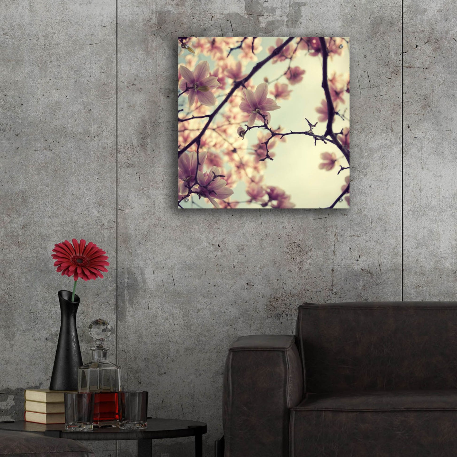 Epic Art ' Pink Blossoms' by Irene Suchocki, Acrylic Glass Wall Art,24x24