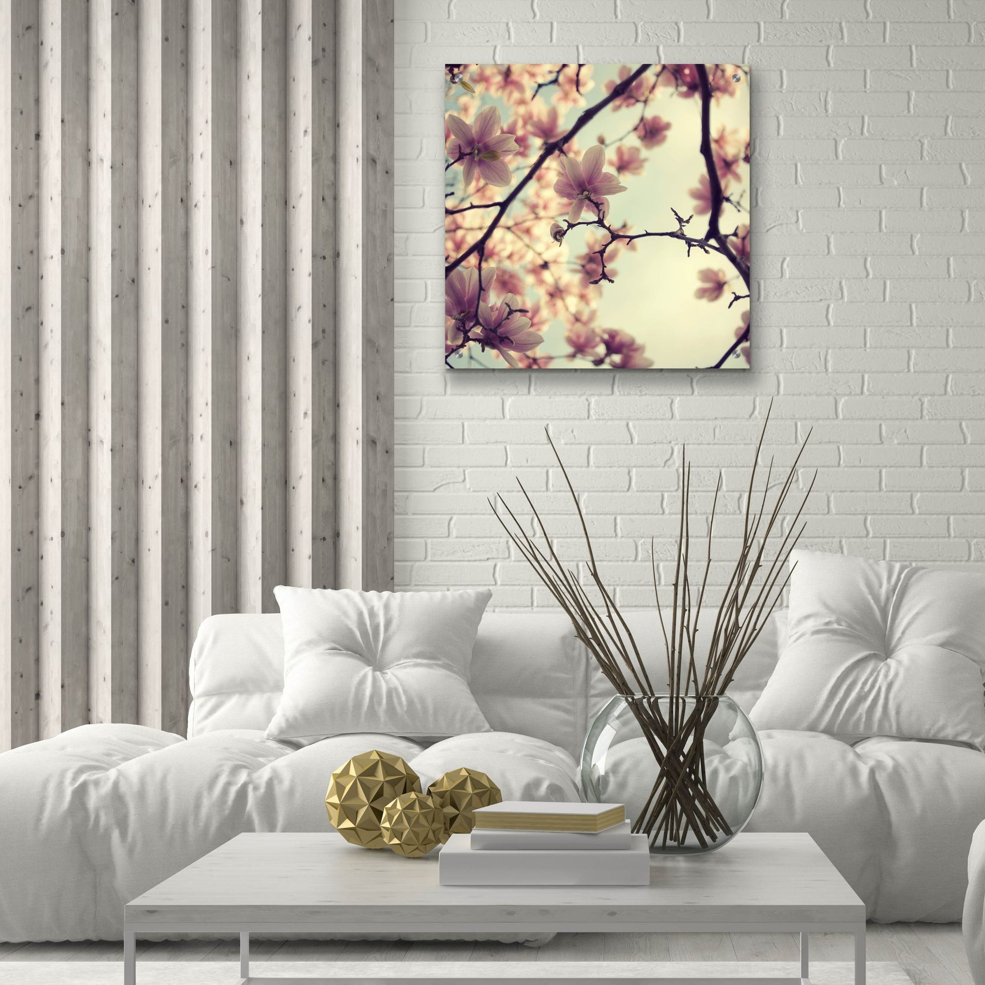 Epic Art ' Pink Blossoms' by Irene Suchocki, Acrylic Glass Wall Art,24x24