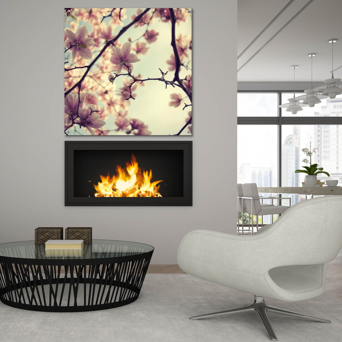 Epic Art ' Pink Blossoms' by Irene Suchocki, Acrylic Glass Wall Art,36x36