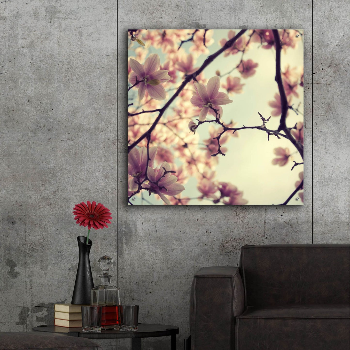 Epic Art ' Pink Blossoms' by Irene Suchocki, Acrylic Glass Wall Art,36x36
