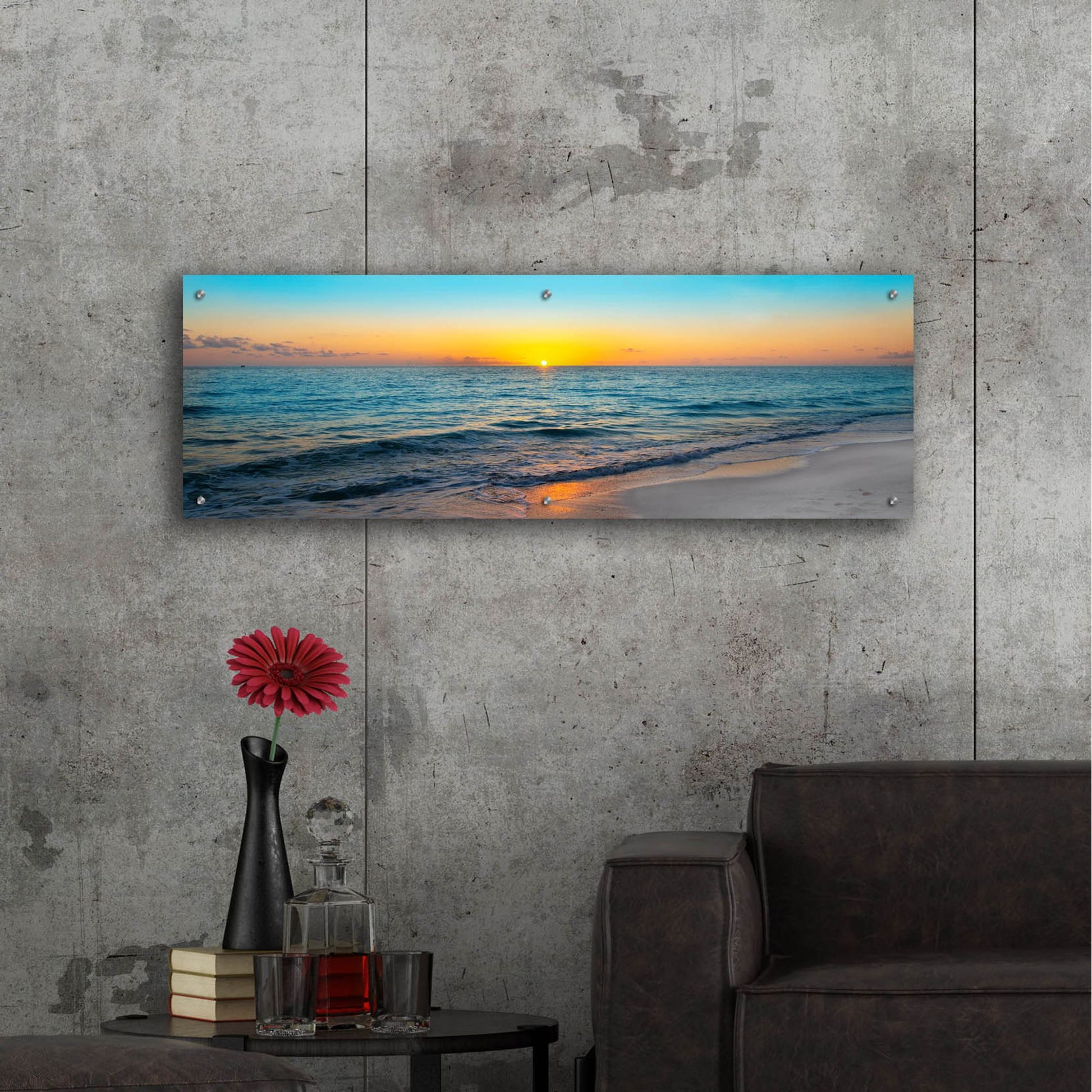 Epic Art ' Golden Moment' by Jack Reed, Acrylic Glass Wall Art,48x16