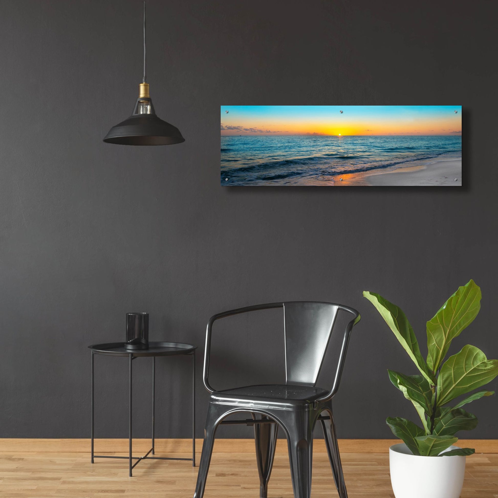 Epic Art ' Golden Moment' by Jack Reed, Acrylic Glass Wall Art,48x16