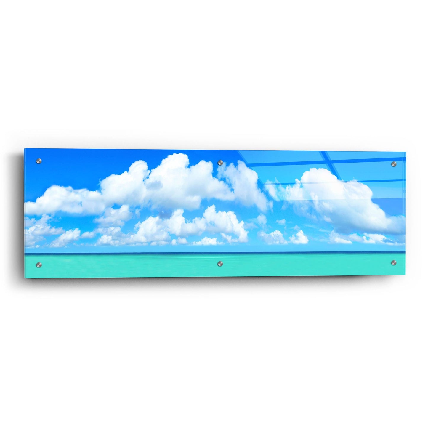 Epic Art ' White Aqua' by Jack Reed, Acrylic Glass Wall Art,36x12