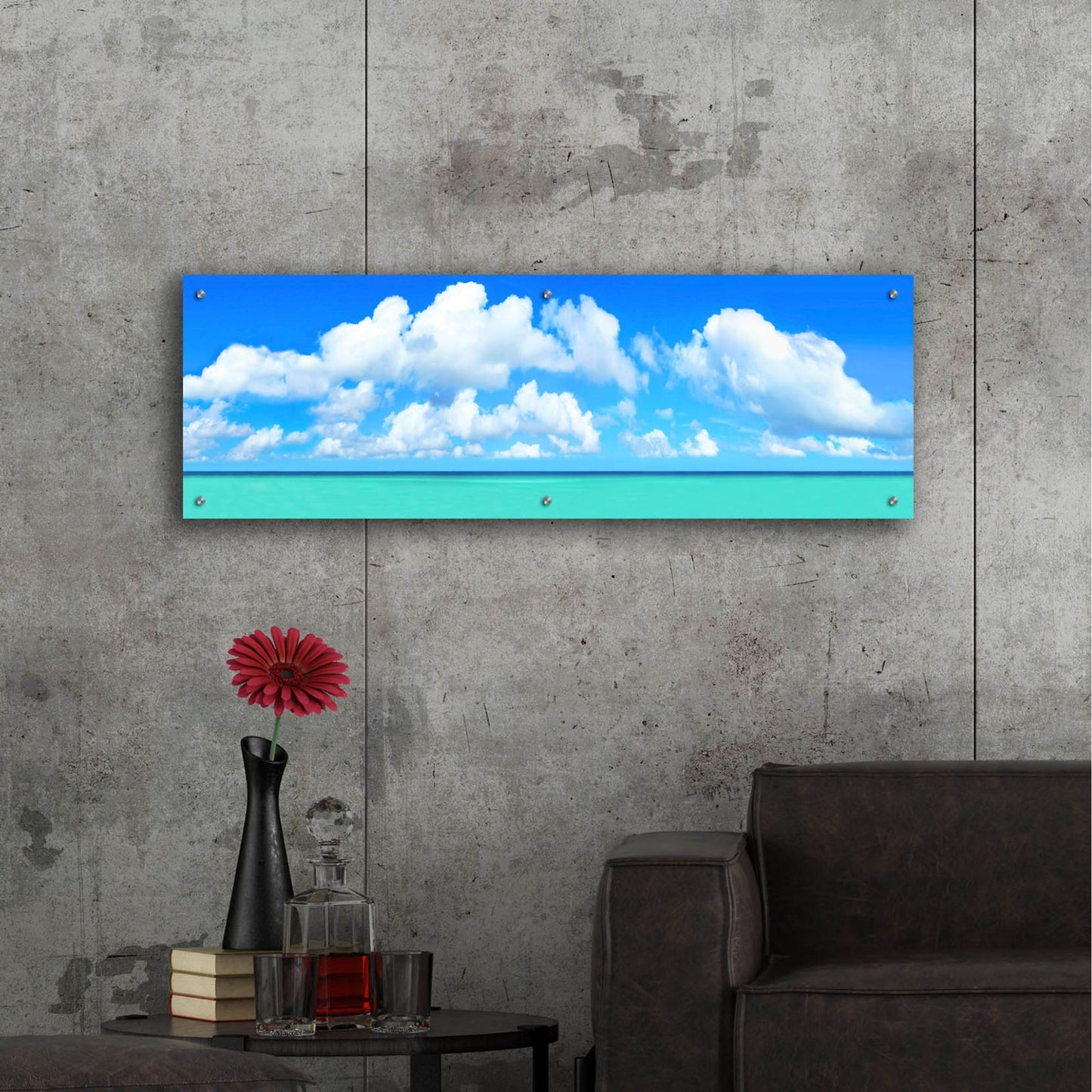 Epic Art ' White Aqua' by Jack Reed, Acrylic Glass Wall Art,48x16