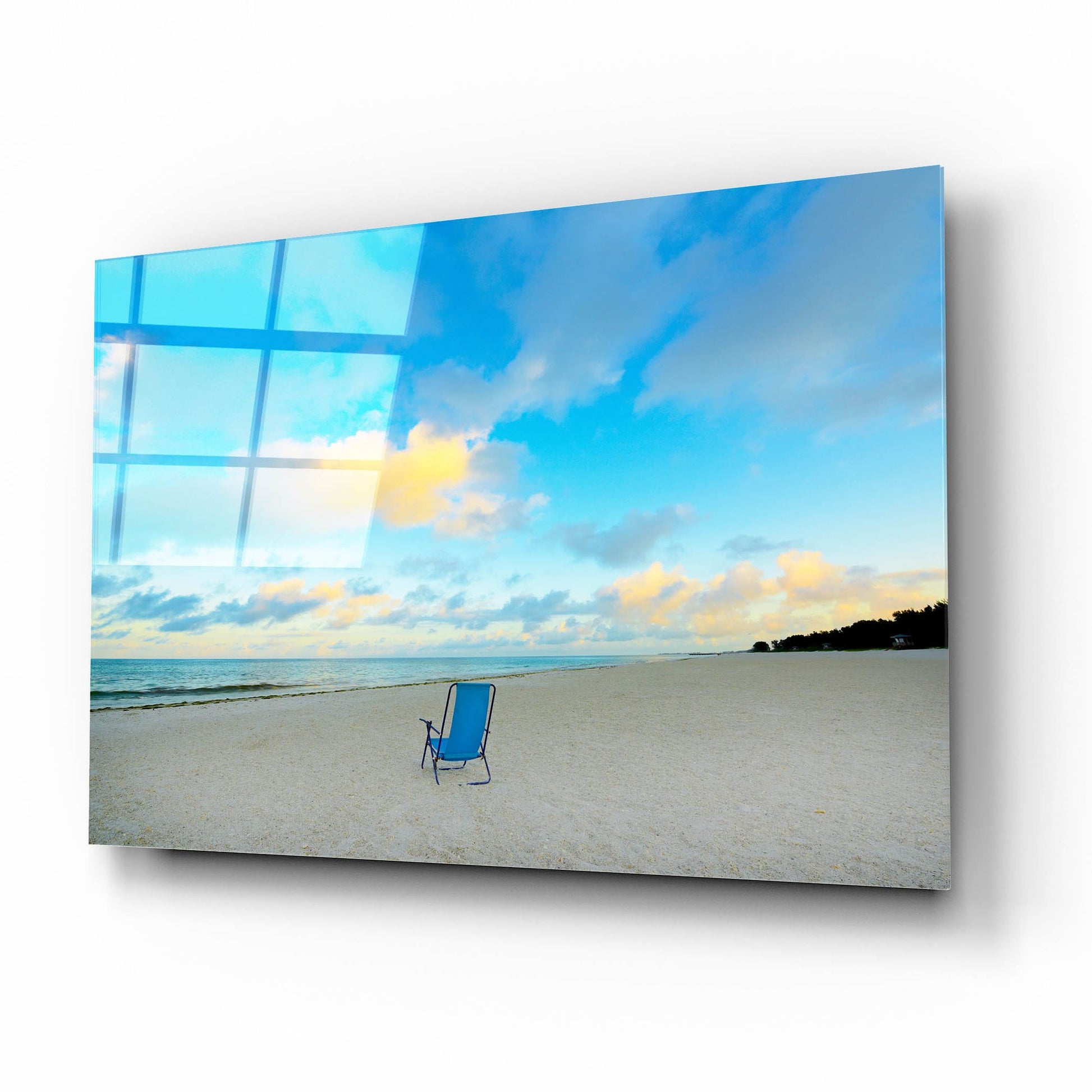 Epic Art ' Chair On Beach' by Jack Reed, Acrylic Glass Wall Art,16x12