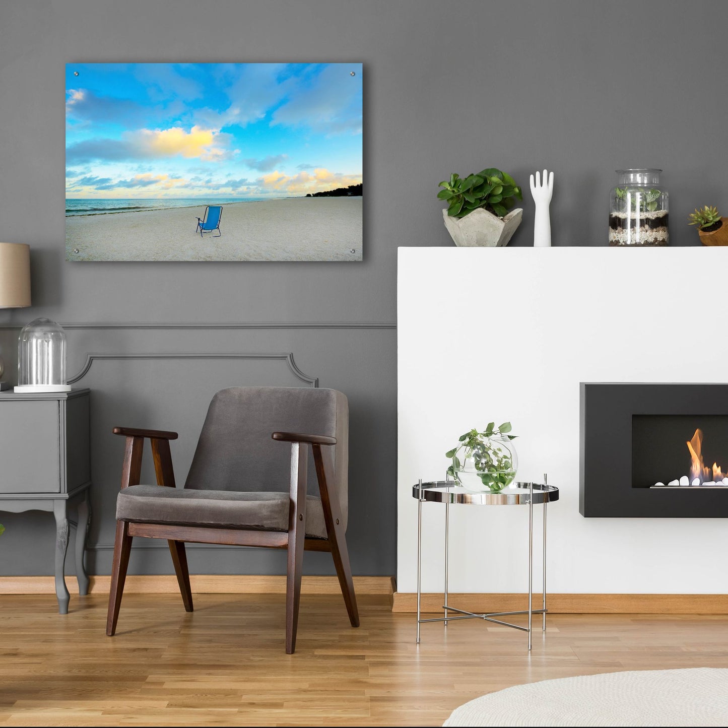 Epic Art ' Chair On Beach' by Jack Reed, Acrylic Glass Wall Art,36x24