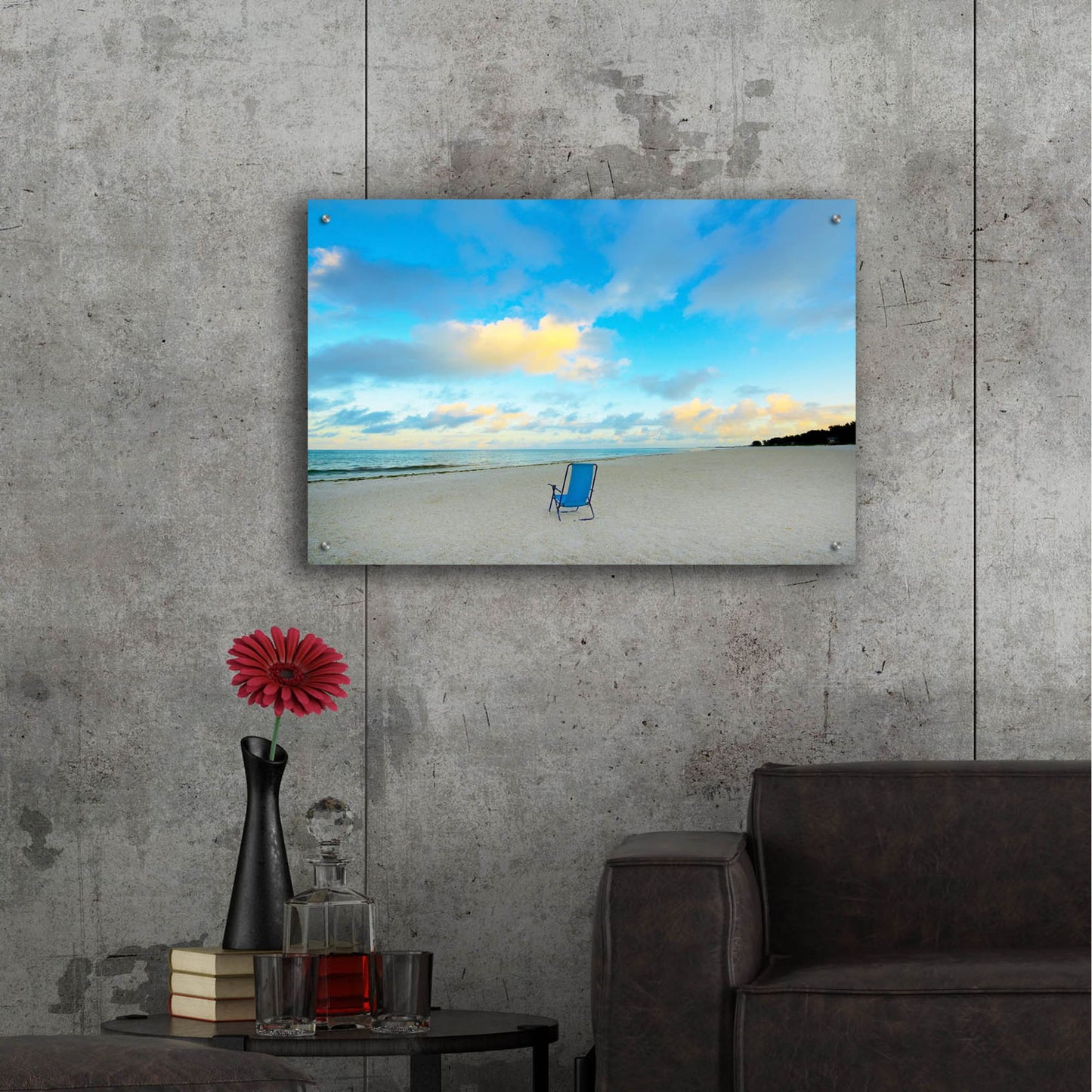 Epic Art ' Chair On Beach' by Jack Reed, Acrylic Glass Wall Art,36x24