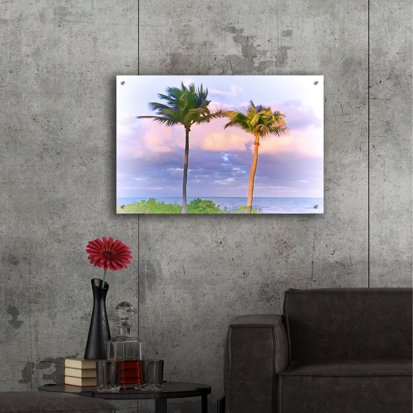 Epic Art ' Two Palms' by Jack Reed, Acrylic Glass Wall Art,36x24