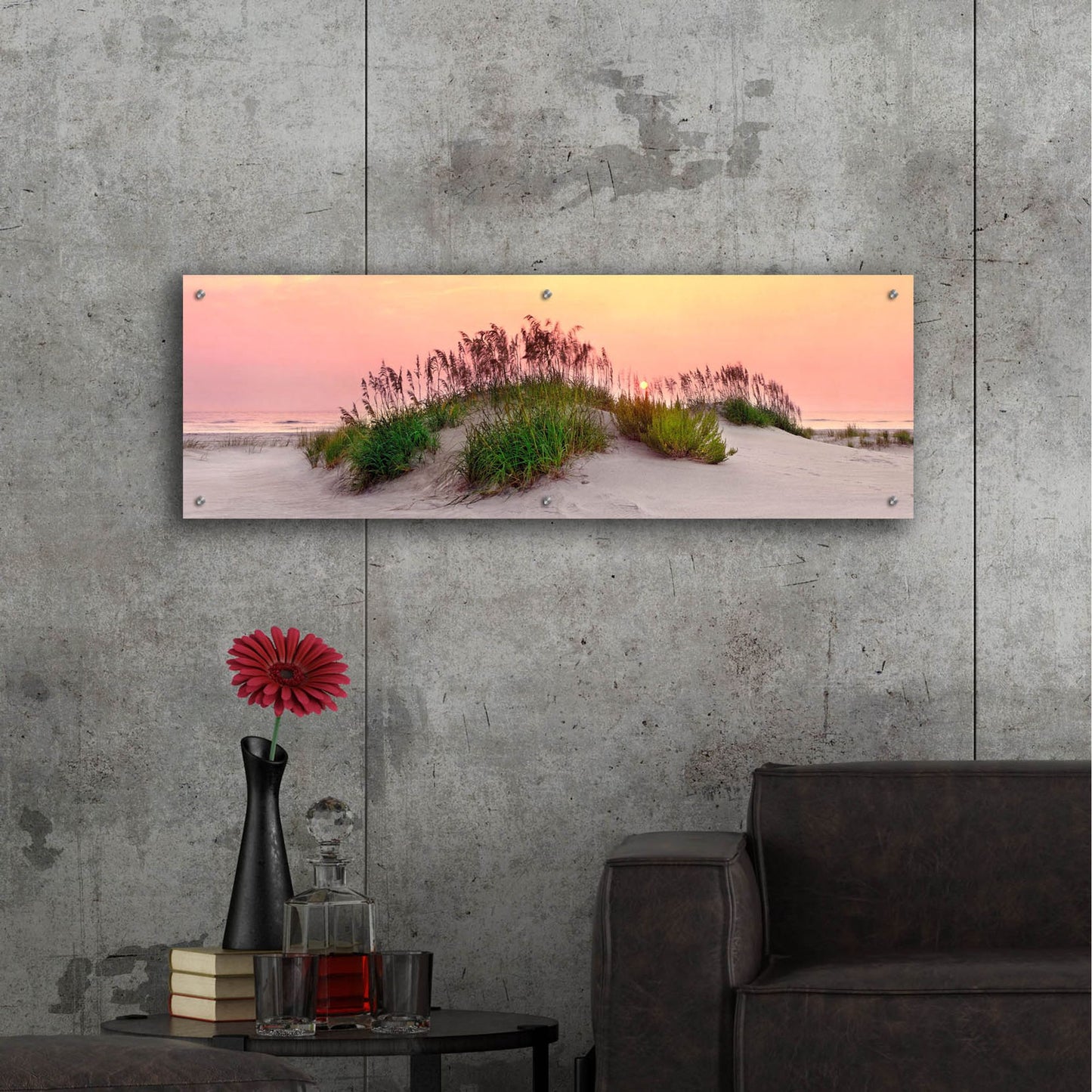 Epic Art ' Sea Oats Sun' by Jack Reed, Acrylic Glass Wall Art,48x16