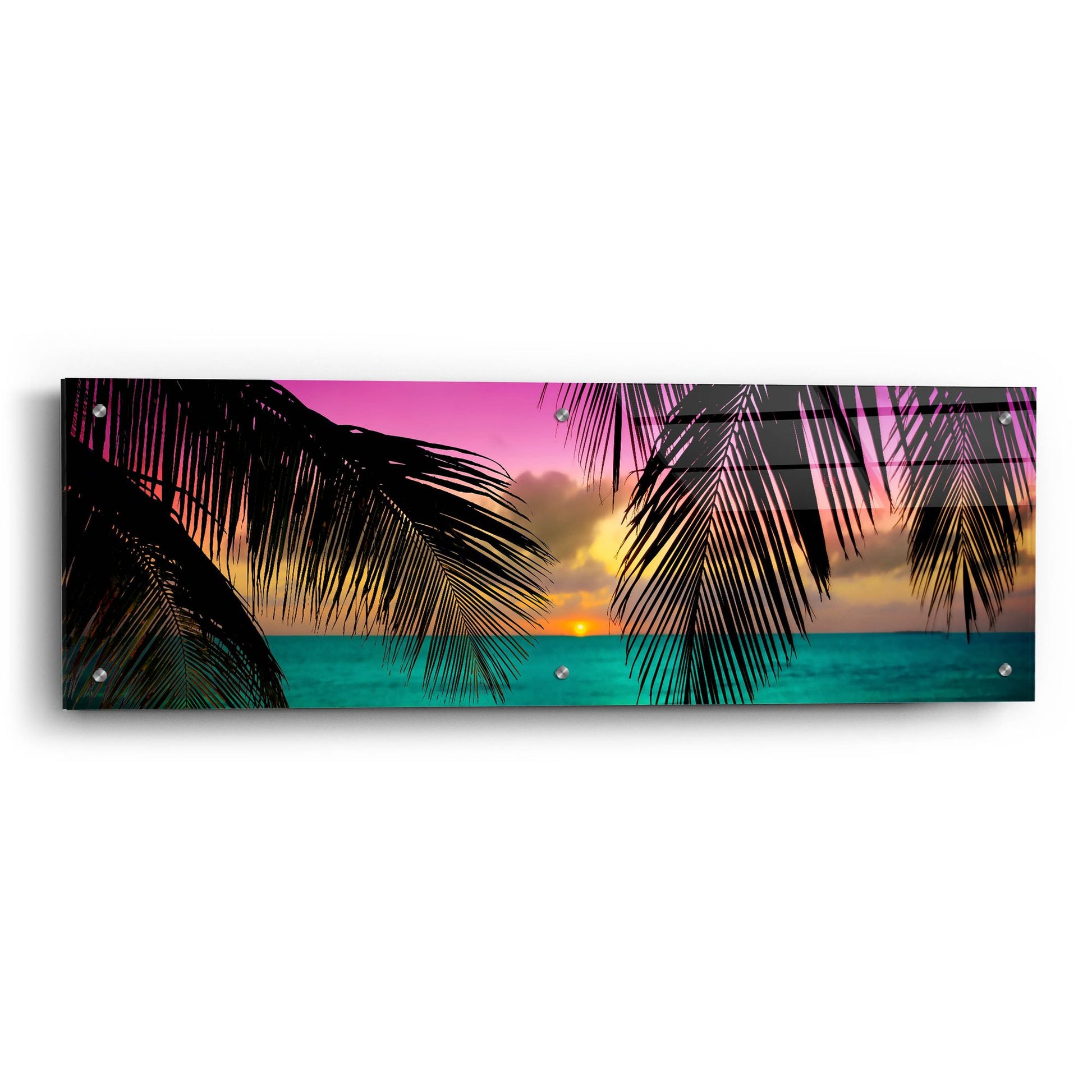 Epic Art ' Sun Palms' by Jack Reed, Acrylic Glass Wall Art,36x12