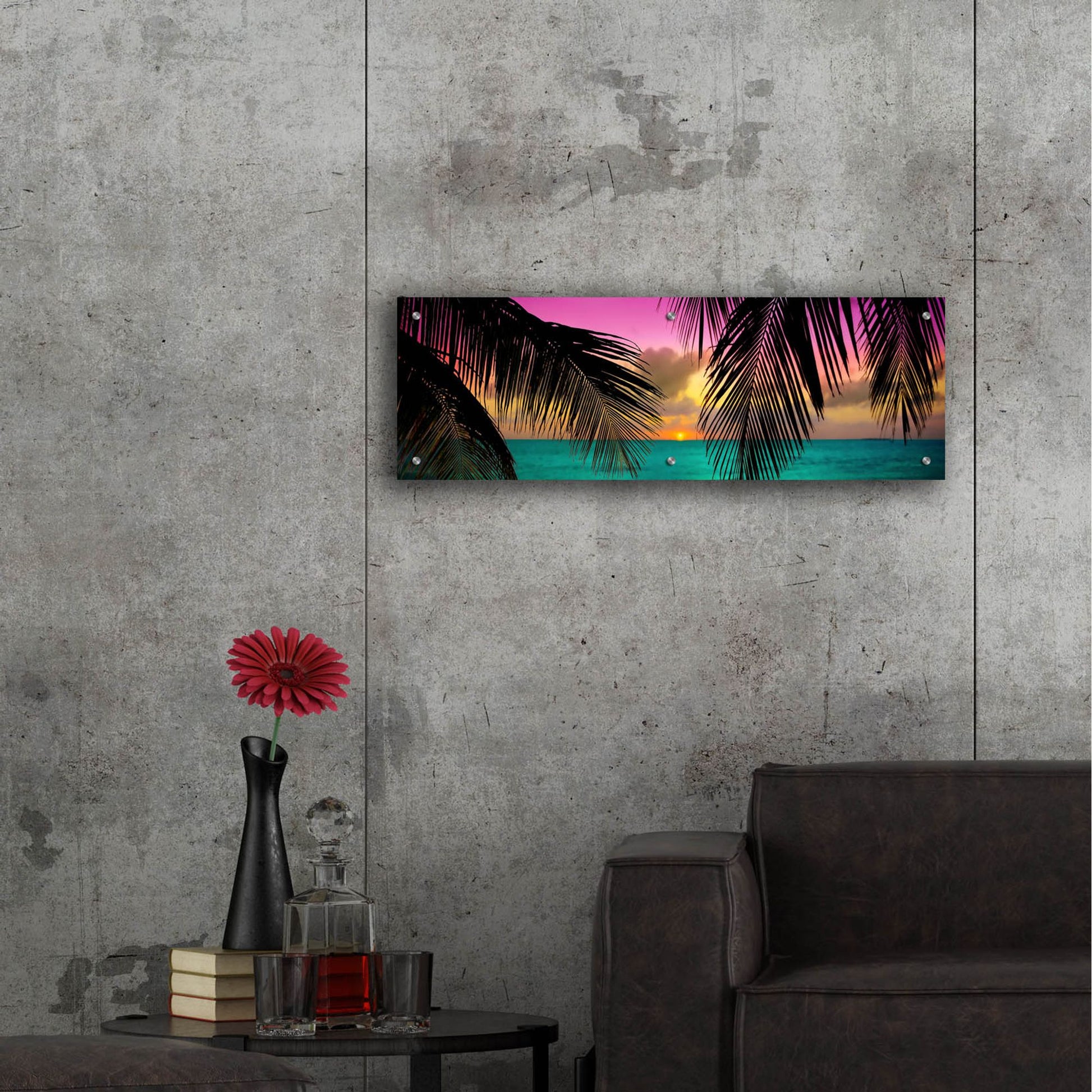 Epic Art ' Sun Palms' by Jack Reed, Acrylic Glass Wall Art,36x12