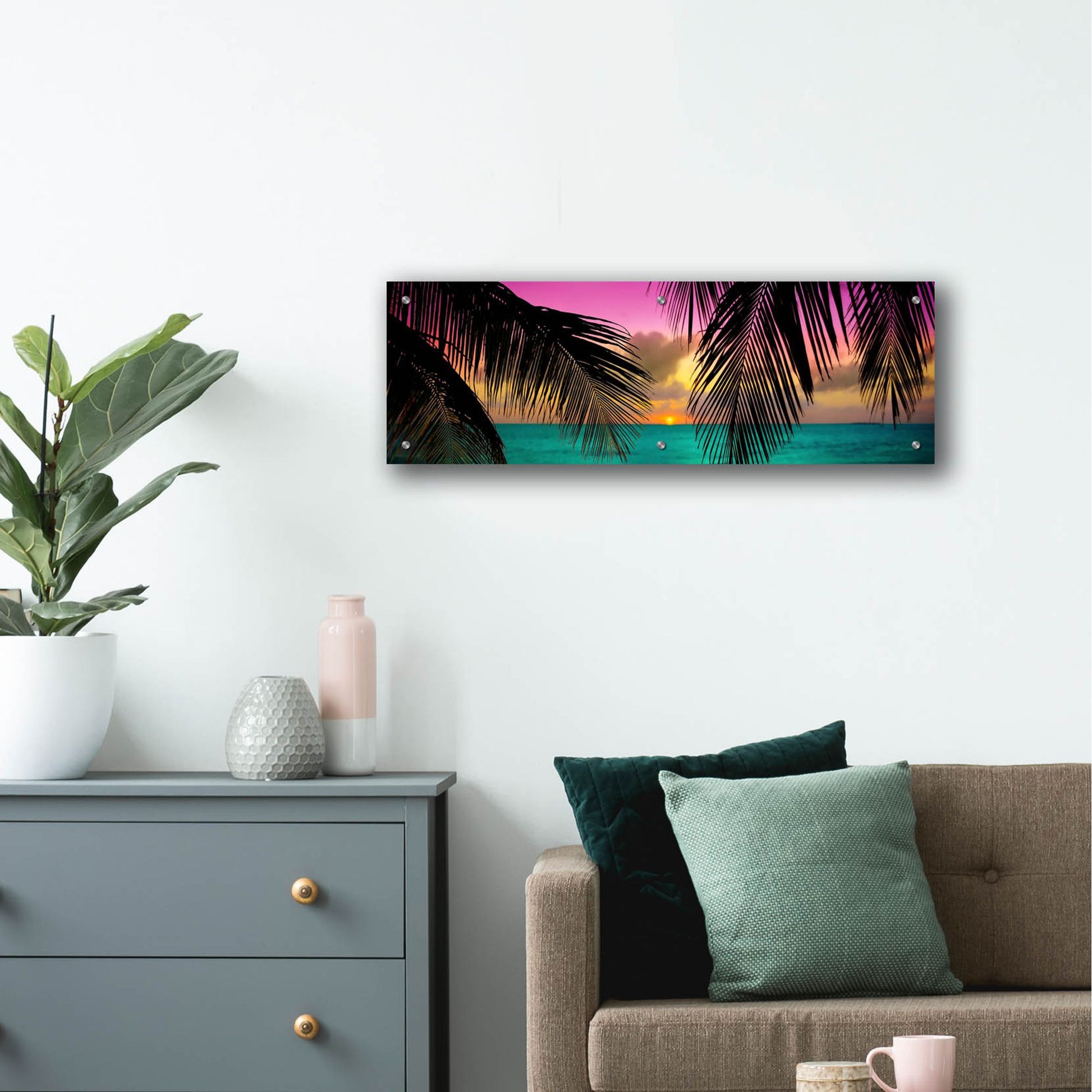 Epic Art ' Sun Palms' by Jack Reed, Acrylic Glass Wall Art,36x12