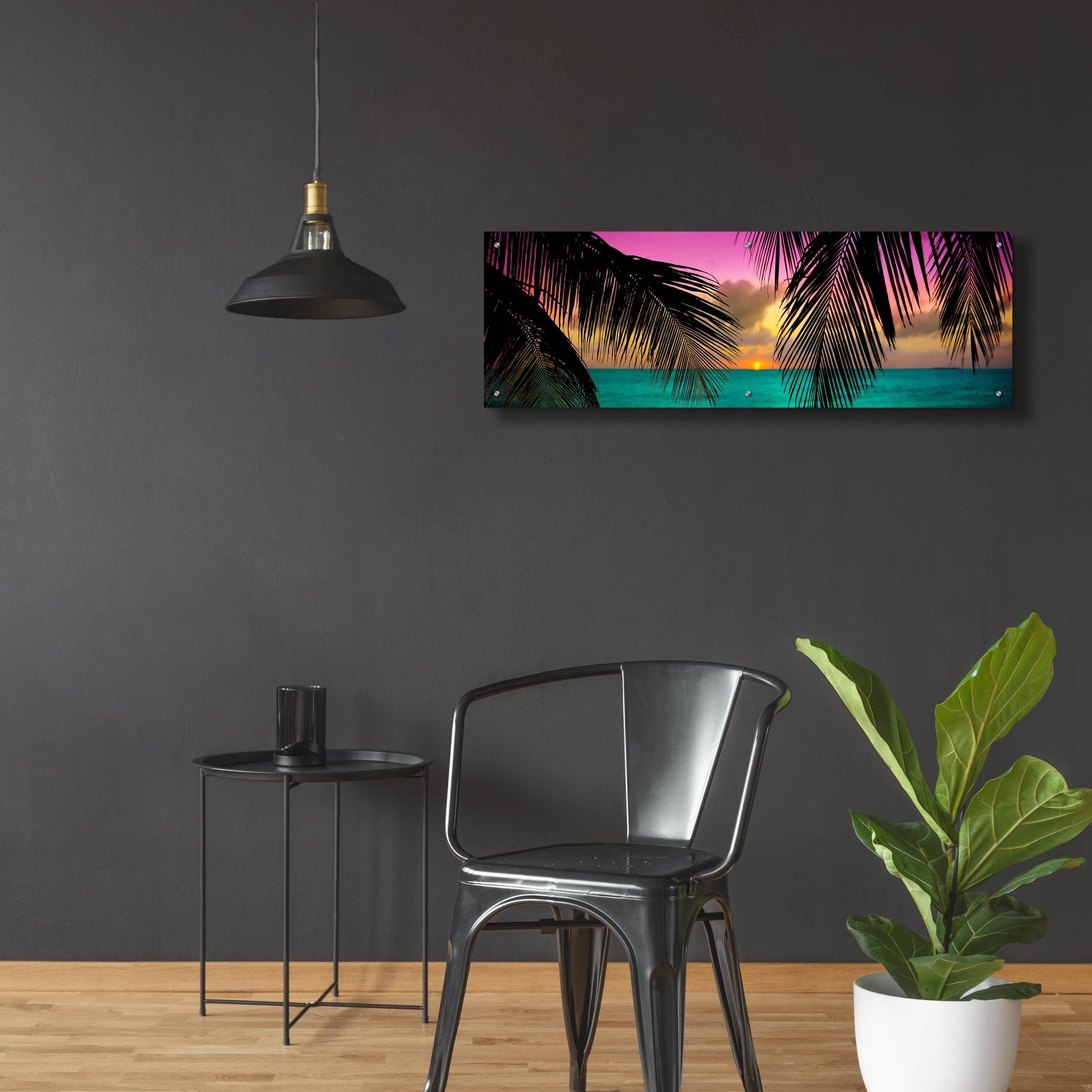 Epic Art ' Sun Palms' by Jack Reed, Acrylic Glass Wall Art,48x16