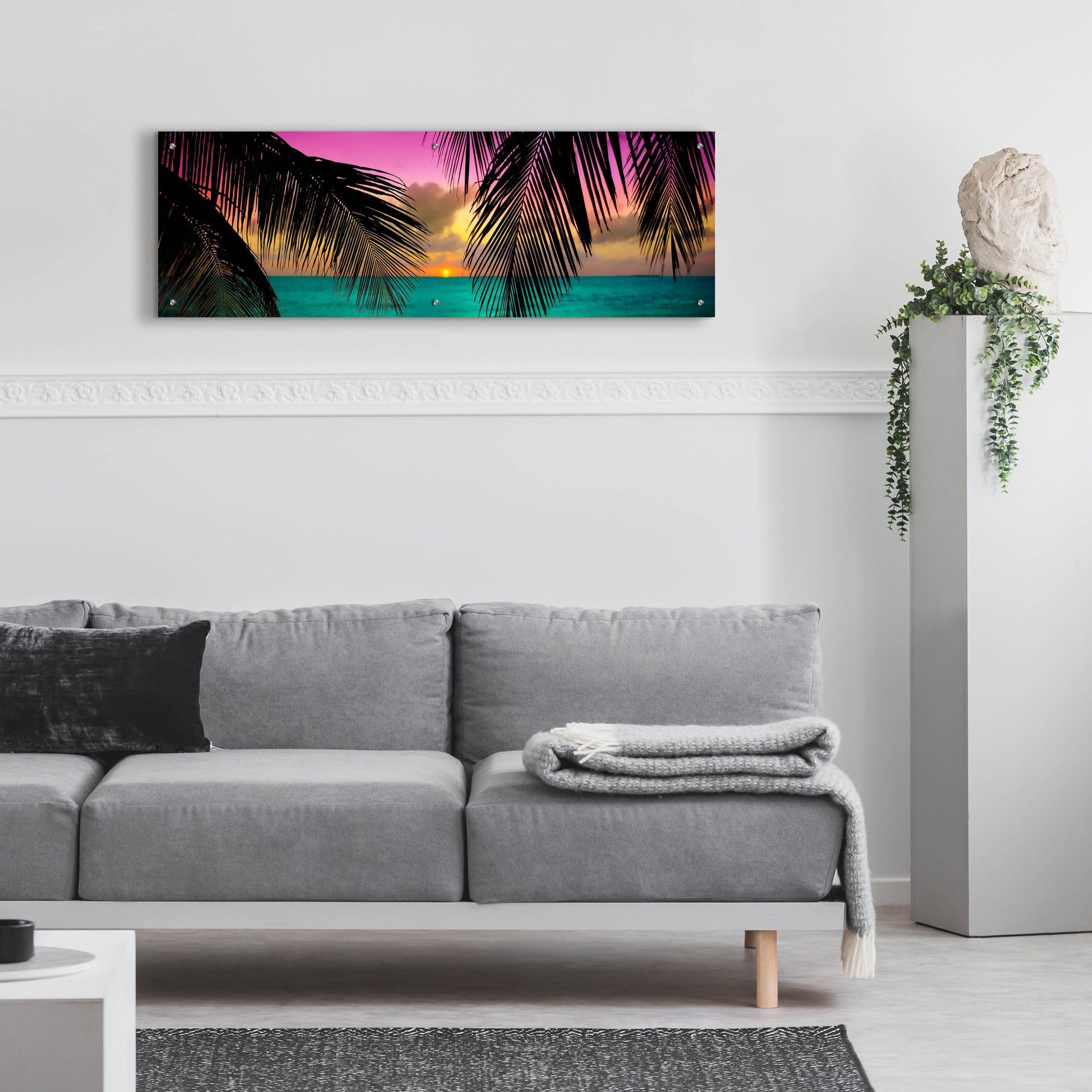 Epic Art ' Sun Palms' by Jack Reed, Acrylic Glass Wall Art,48x16