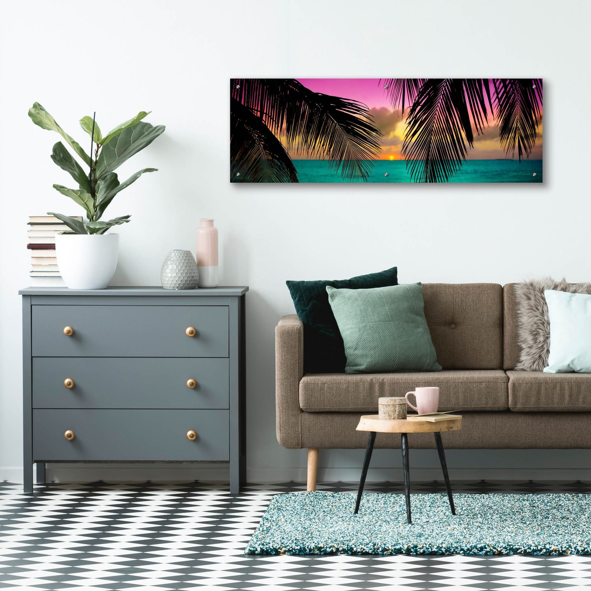 Epic Art ' Sun Palms' by Jack Reed, Acrylic Glass Wall Art,48x16