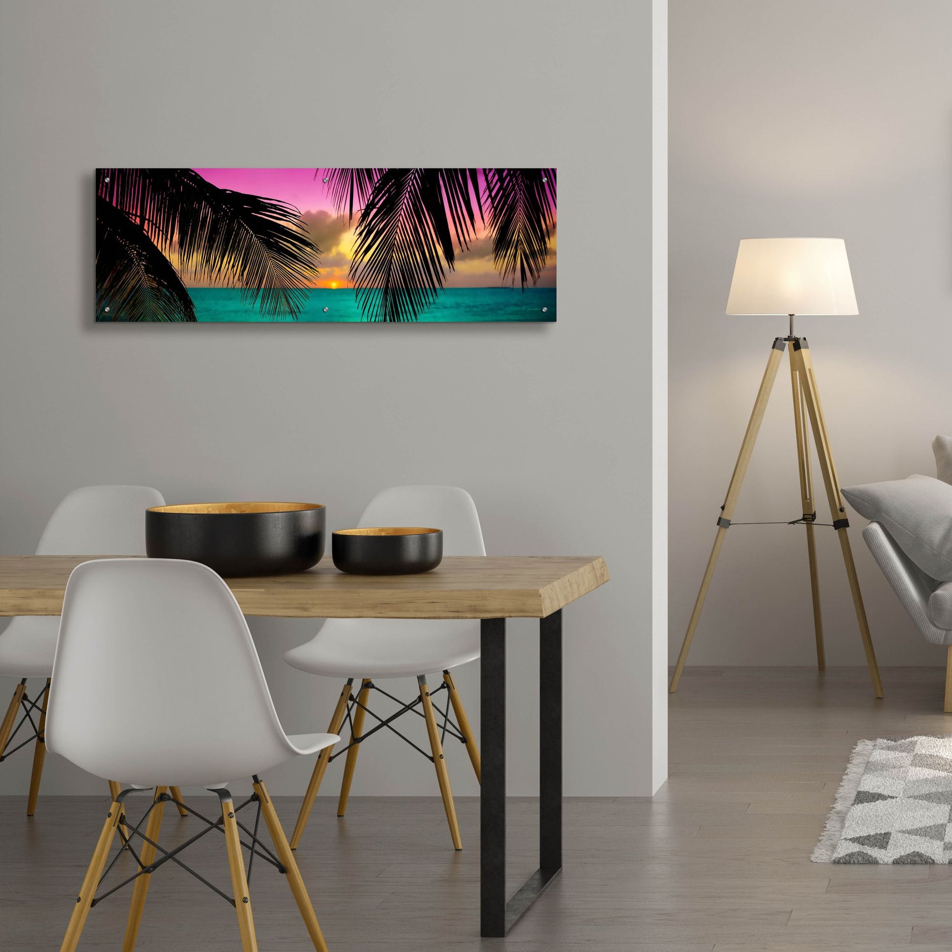 Epic Art ' Sun Palms' by Jack Reed, Acrylic Glass Wall Art,48x16