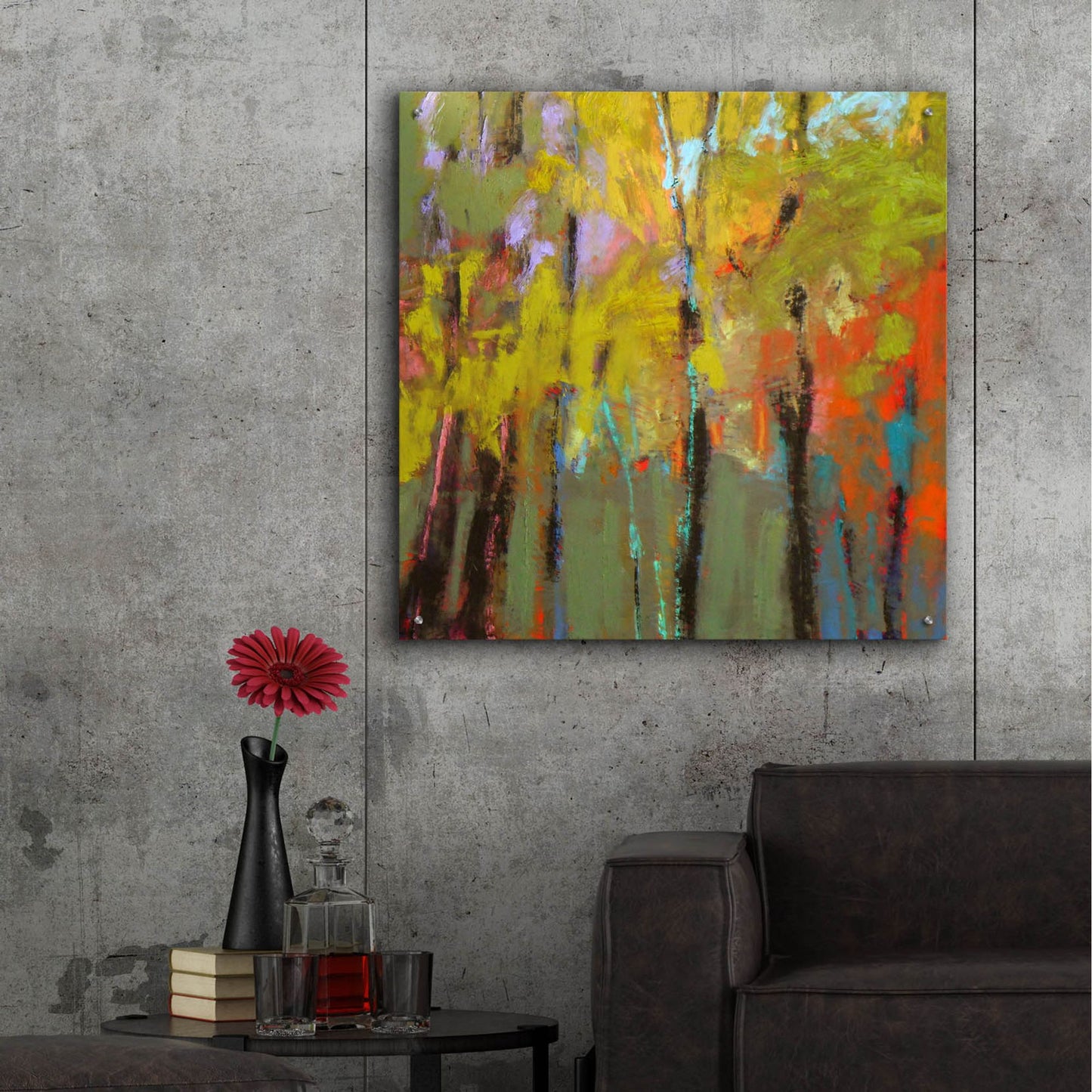 Epic Art ' Trees Three' by Jane Schmidt, Acrylic Glass Wall Art,36x36