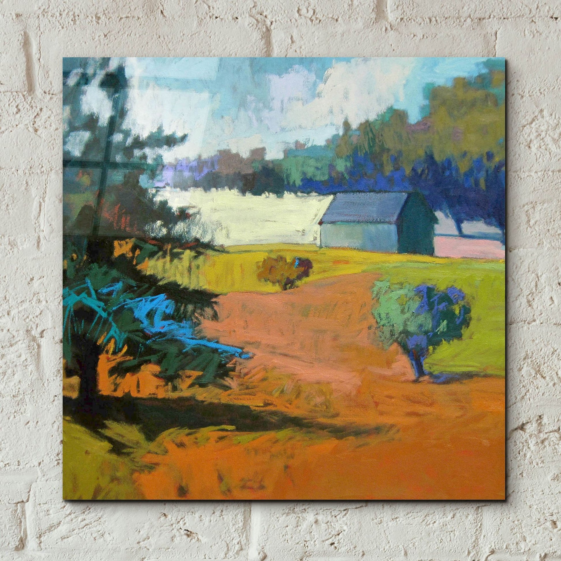 Epic Art ' Paysage Cinq' by Jane Schmidt, Acrylic Glass Wall Art,12x12