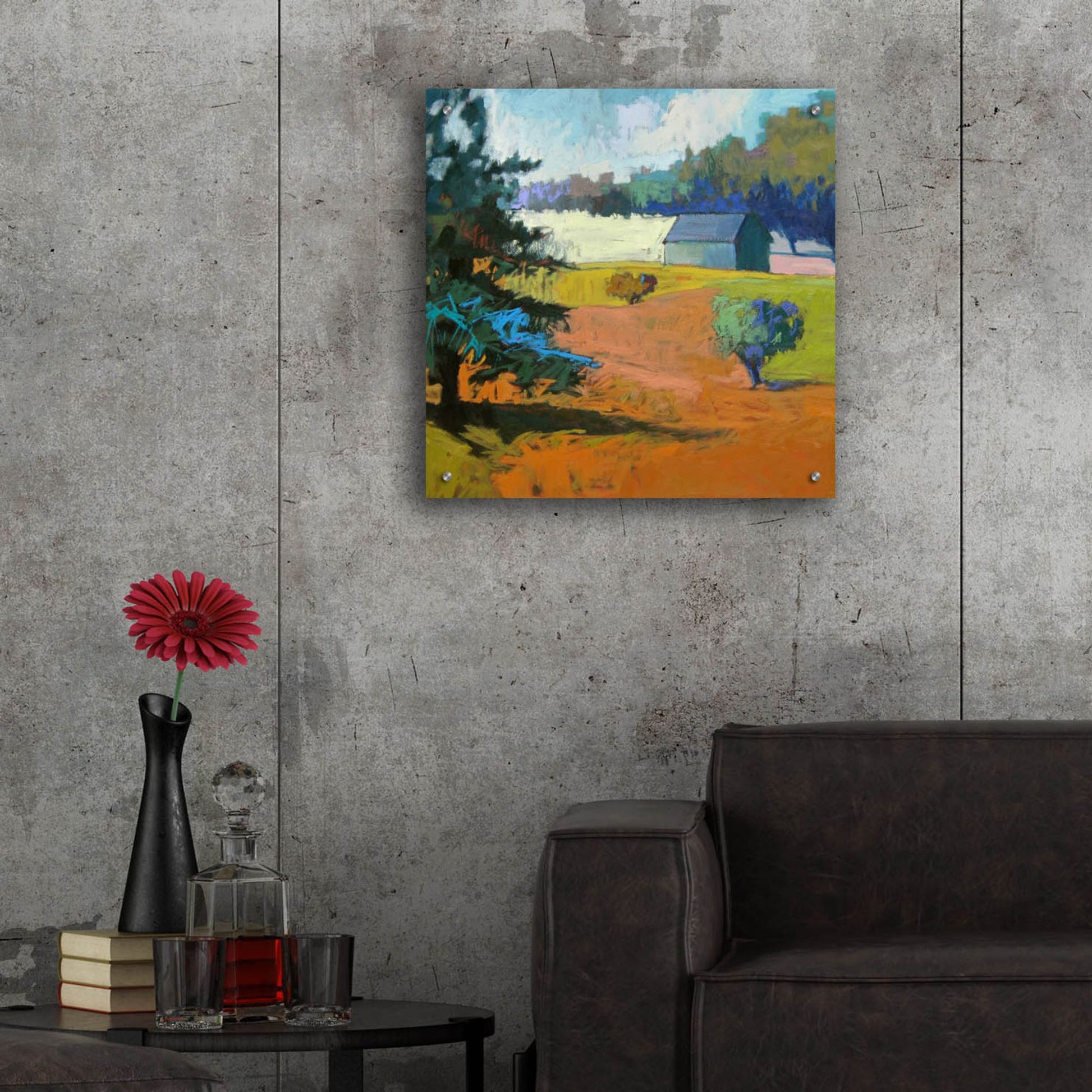 Epic Art ' Paysage Cinq' by Jane Schmidt, Acrylic Glass Wall Art,24x24