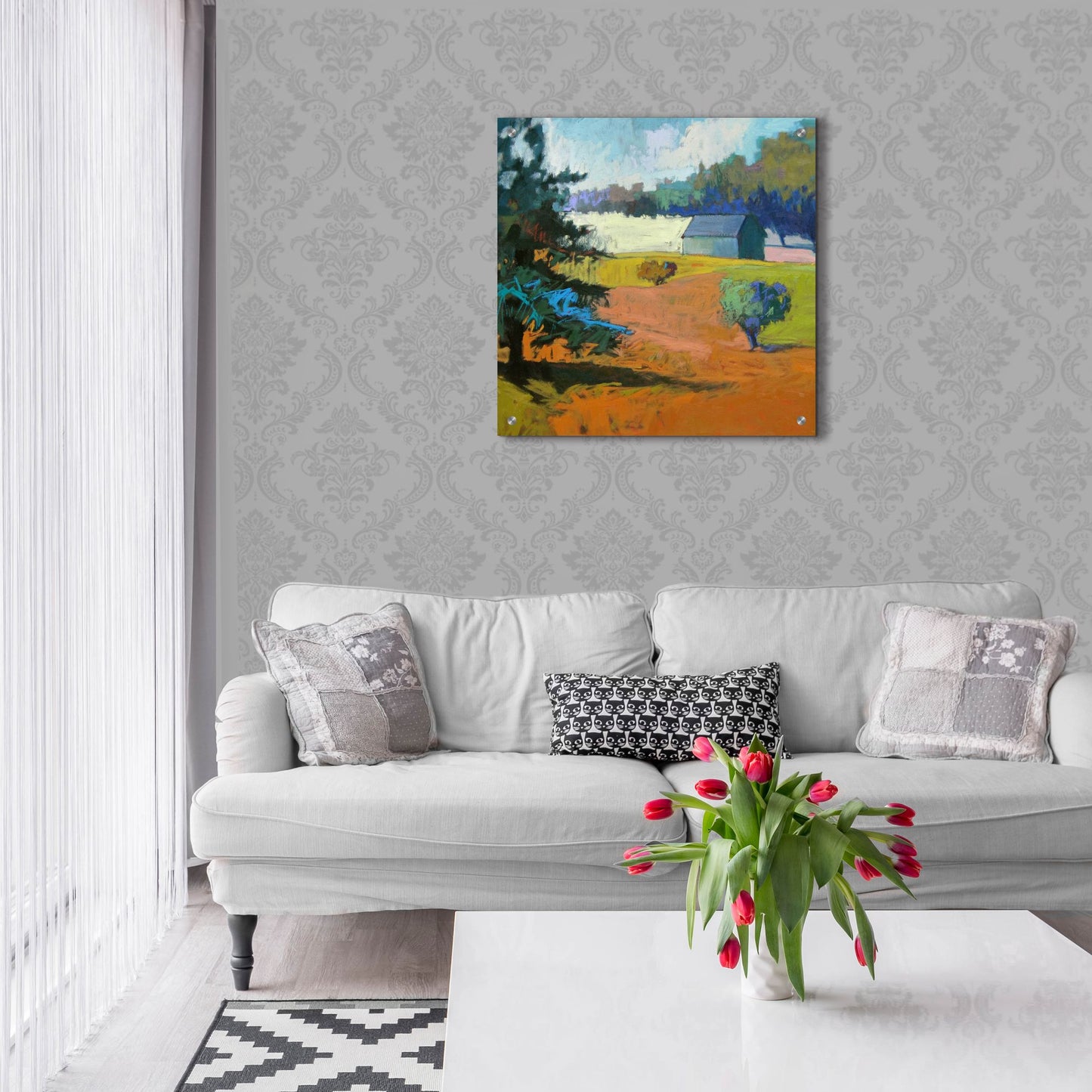 Epic Art ' Paysage Cinq' by Jane Schmidt, Acrylic Glass Wall Art,24x24