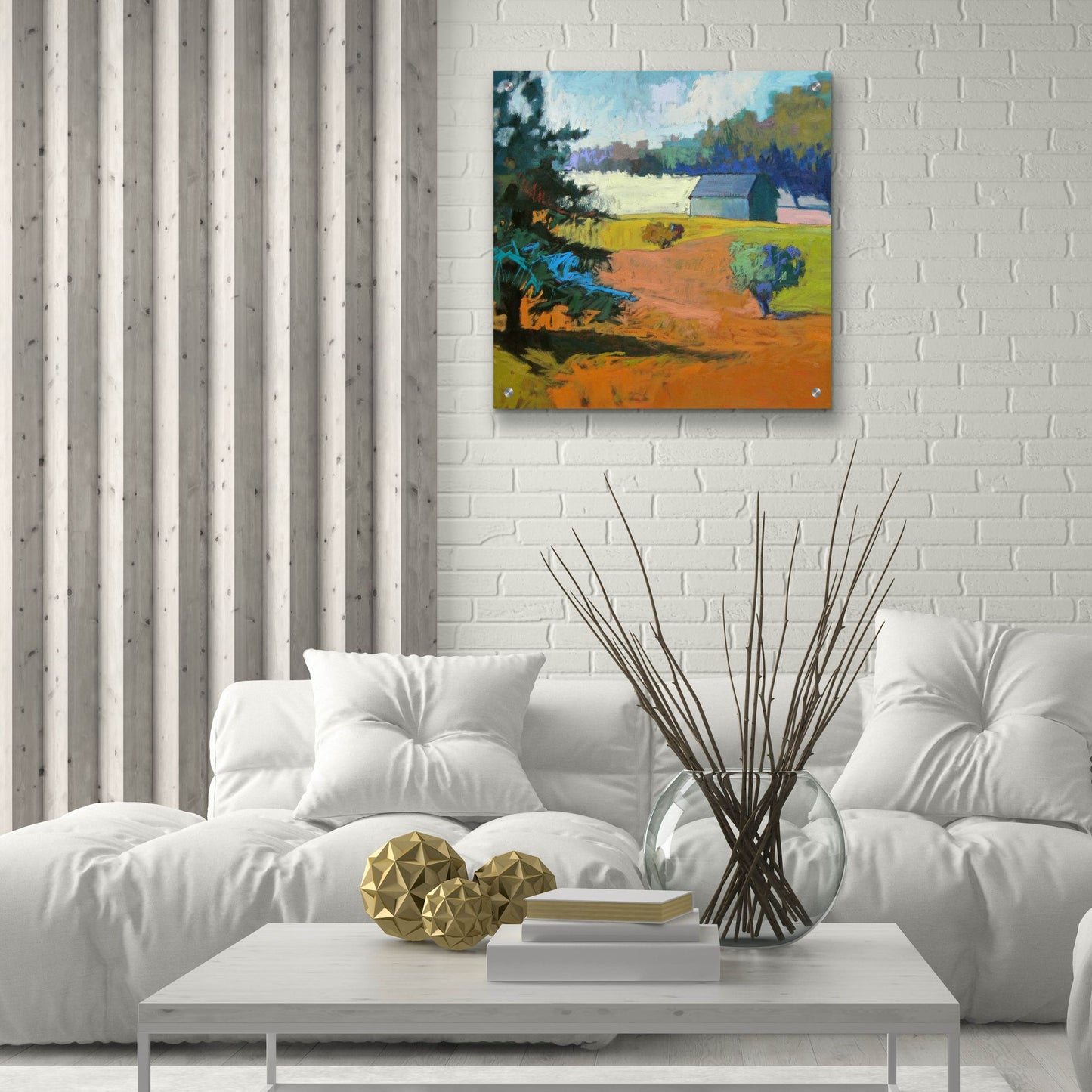 Epic Art ' Paysage Cinq' by Jane Schmidt, Acrylic Glass Wall Art,24x24