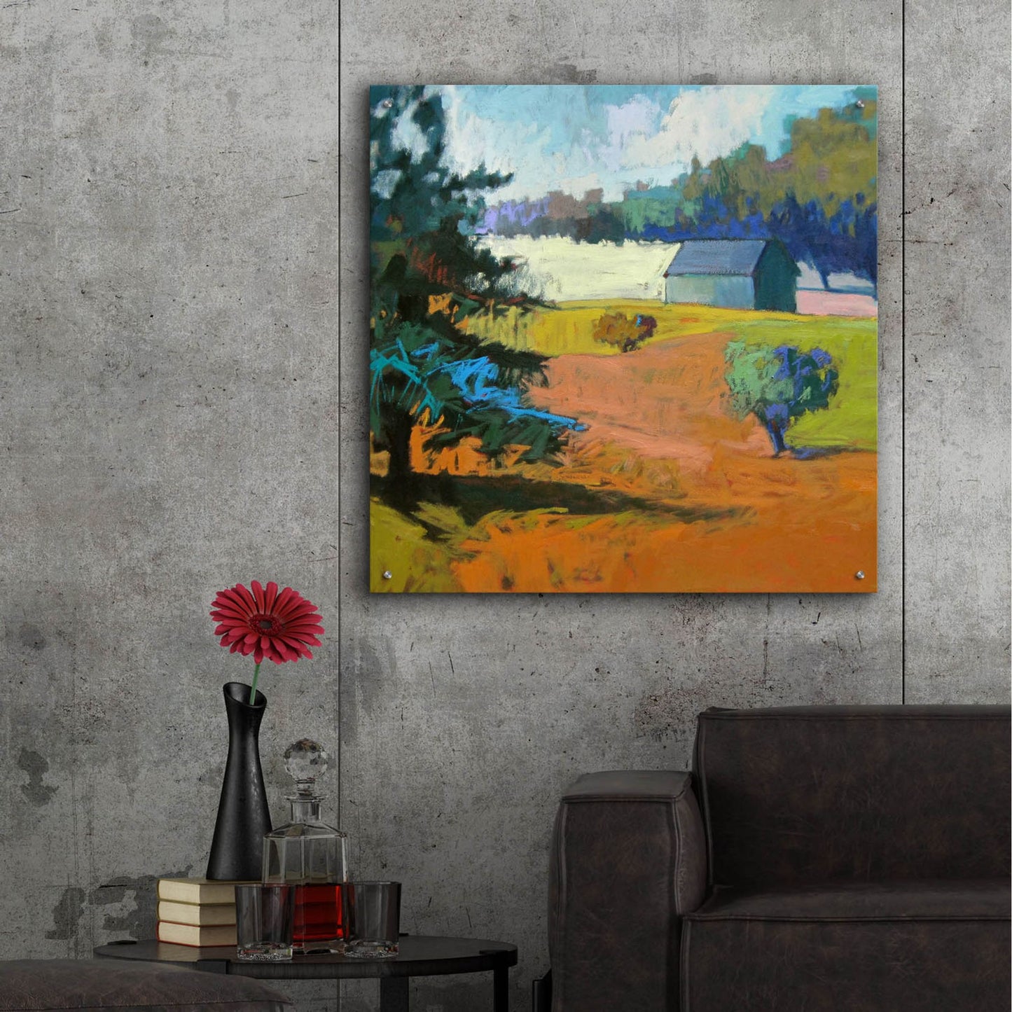 Epic Art ' Paysage Cinq' by Jane Schmidt, Acrylic Glass Wall Art,36x36