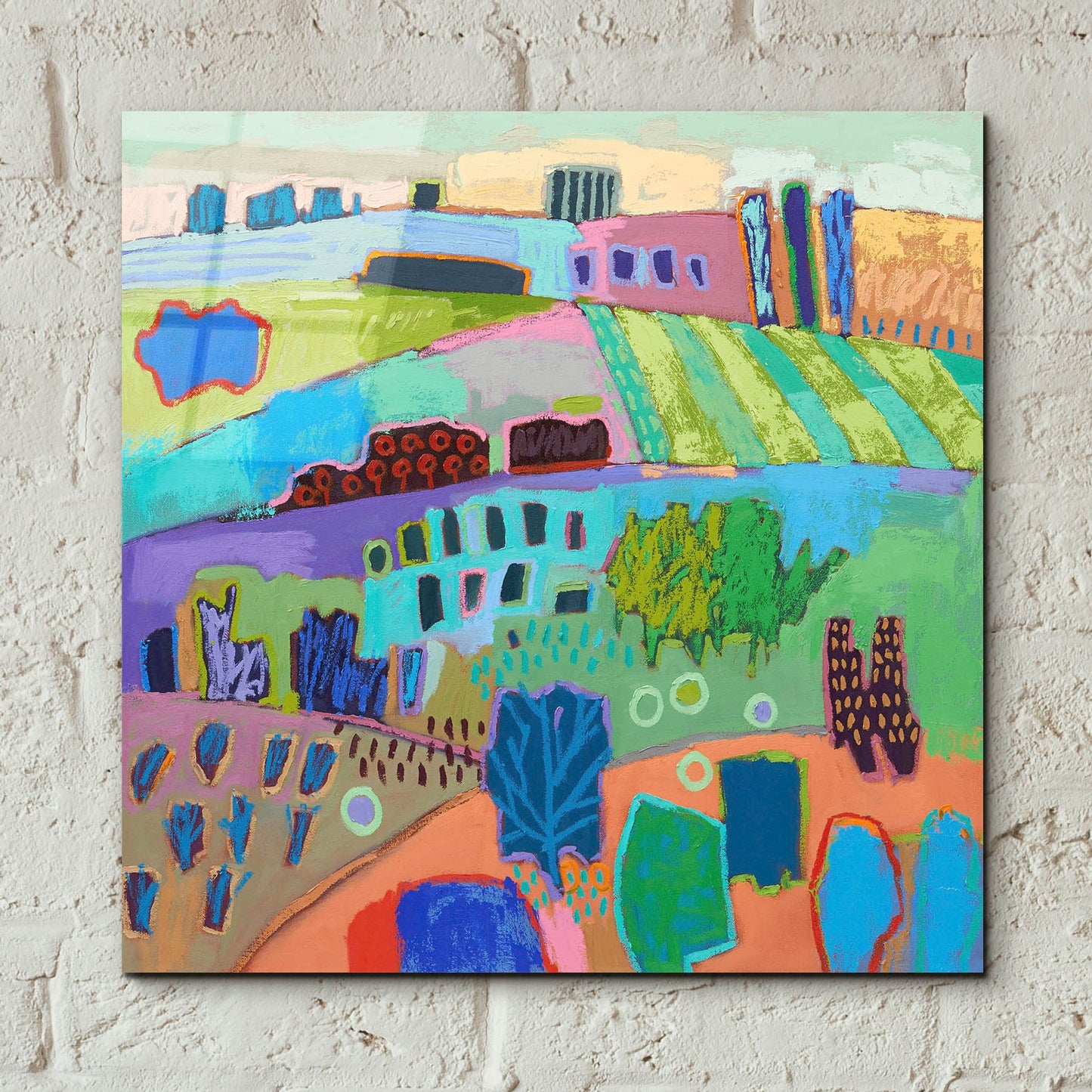 Epic Art ' If Happy Was a Landscape' by Jane Schmidt, Acrylic Glass Wall Art,12x12