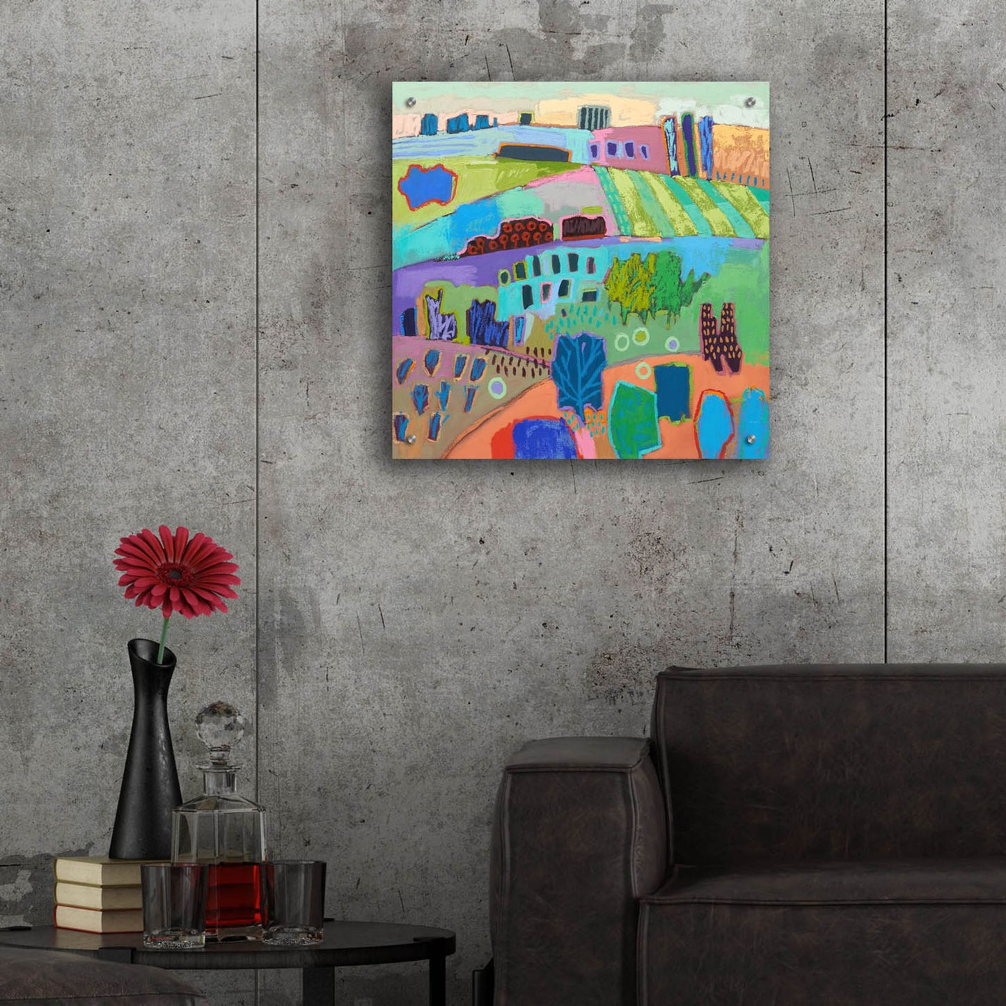 Epic Art ' If Happy Was a Landscape' by Jane Schmidt, Acrylic Glass Wall Art,24x24