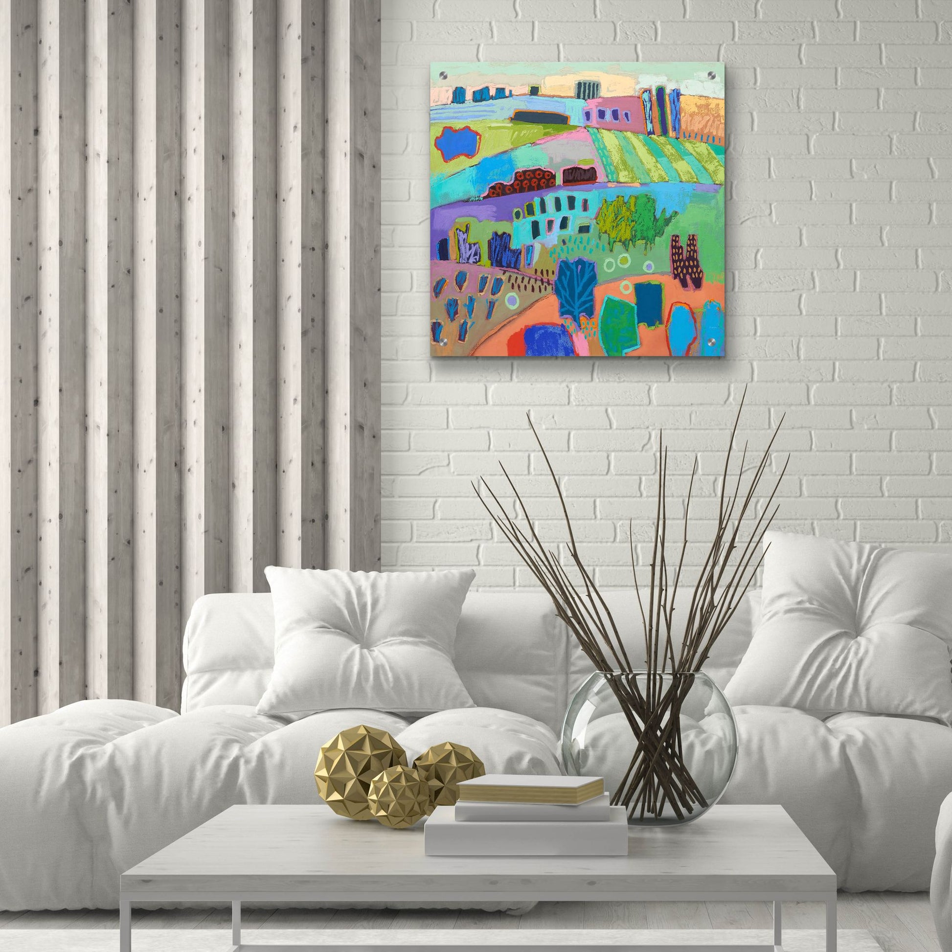 Epic Art ' If Happy Was a Landscape' by Jane Schmidt, Acrylic Glass Wall Art,24x24