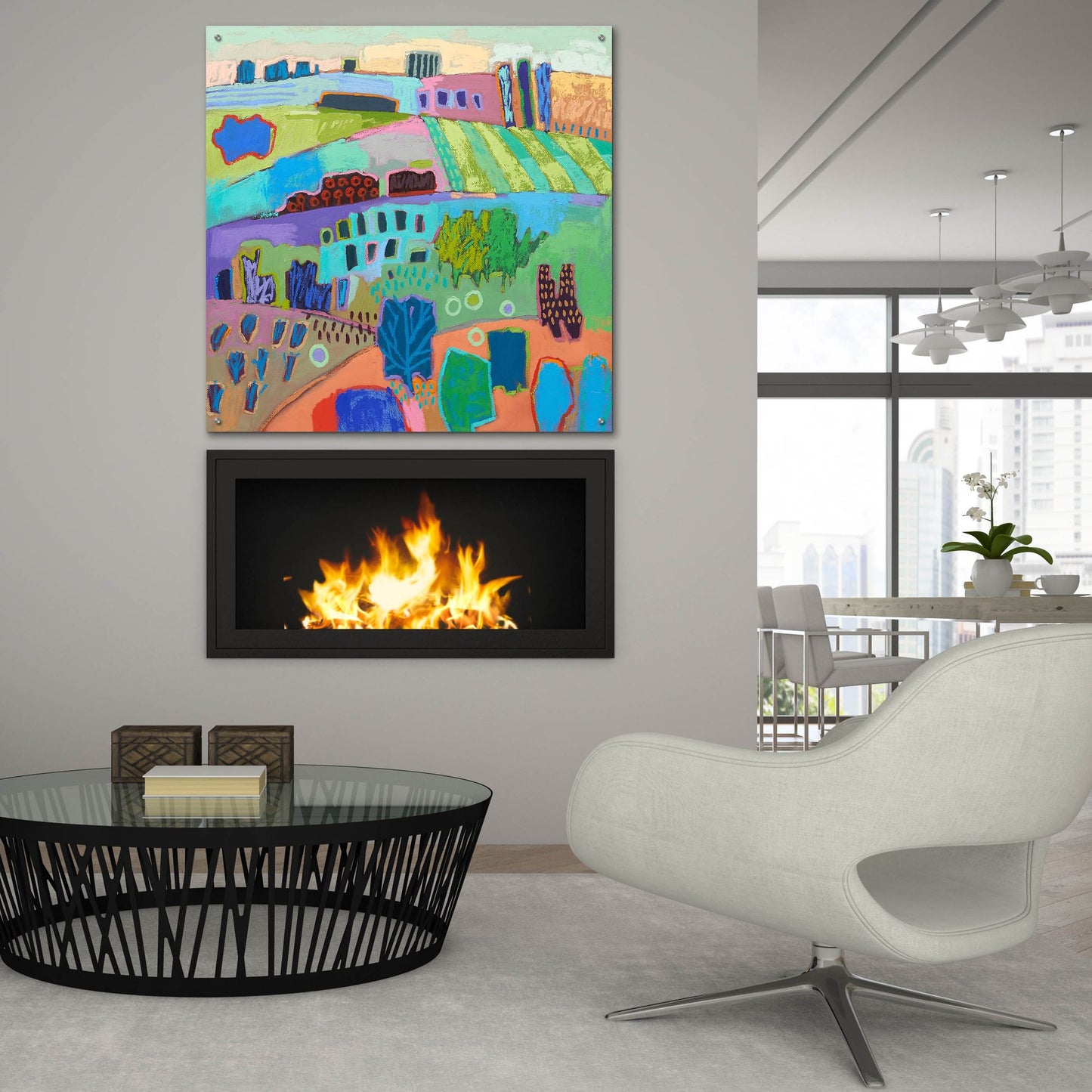 Epic Art ' If Happy Was a Landscape' by Jane Schmidt, Acrylic Glass Wall Art,36x36