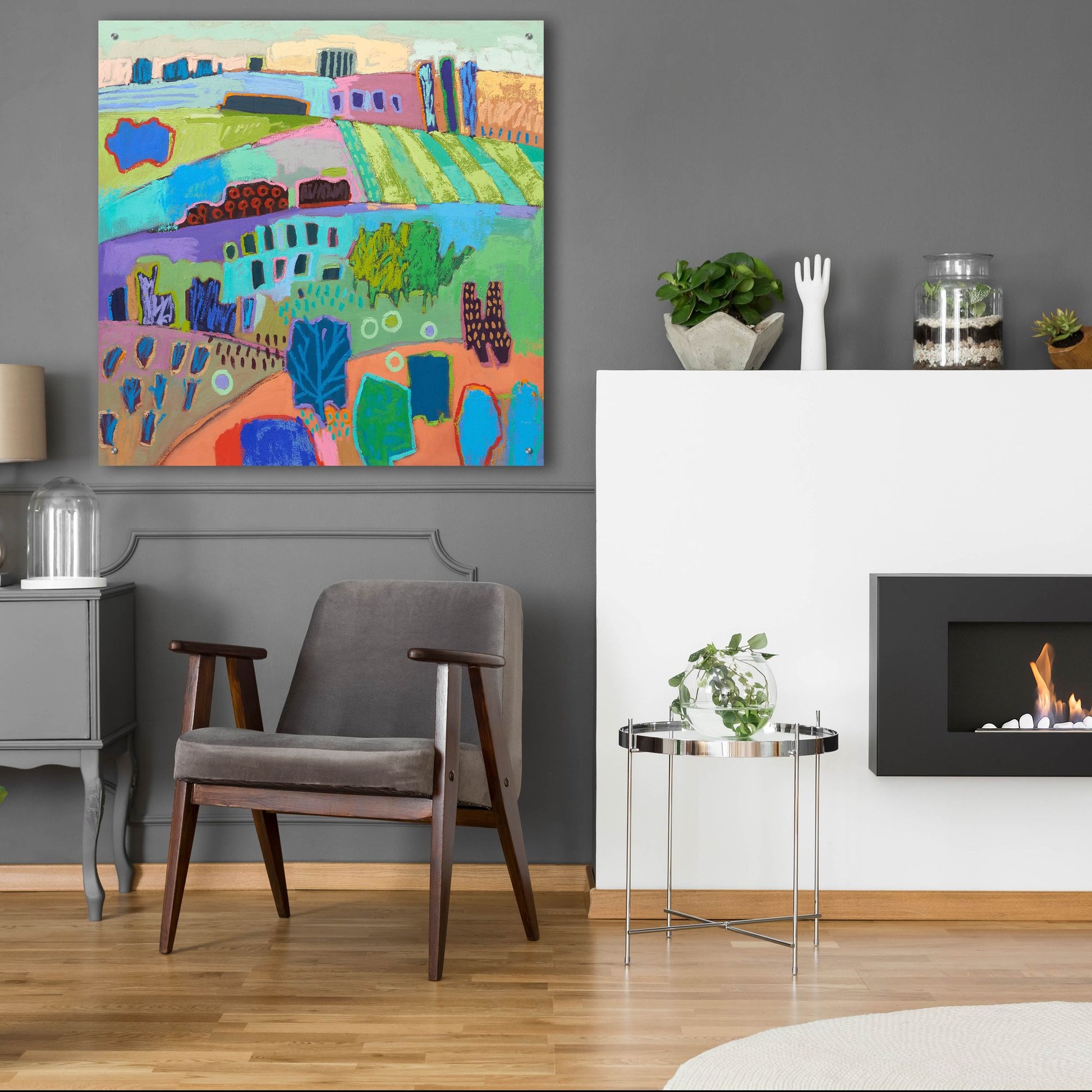 Epic Art ' If Happy Was a Landscape' by Jane Schmidt, Acrylic Glass Wall Art,36x36