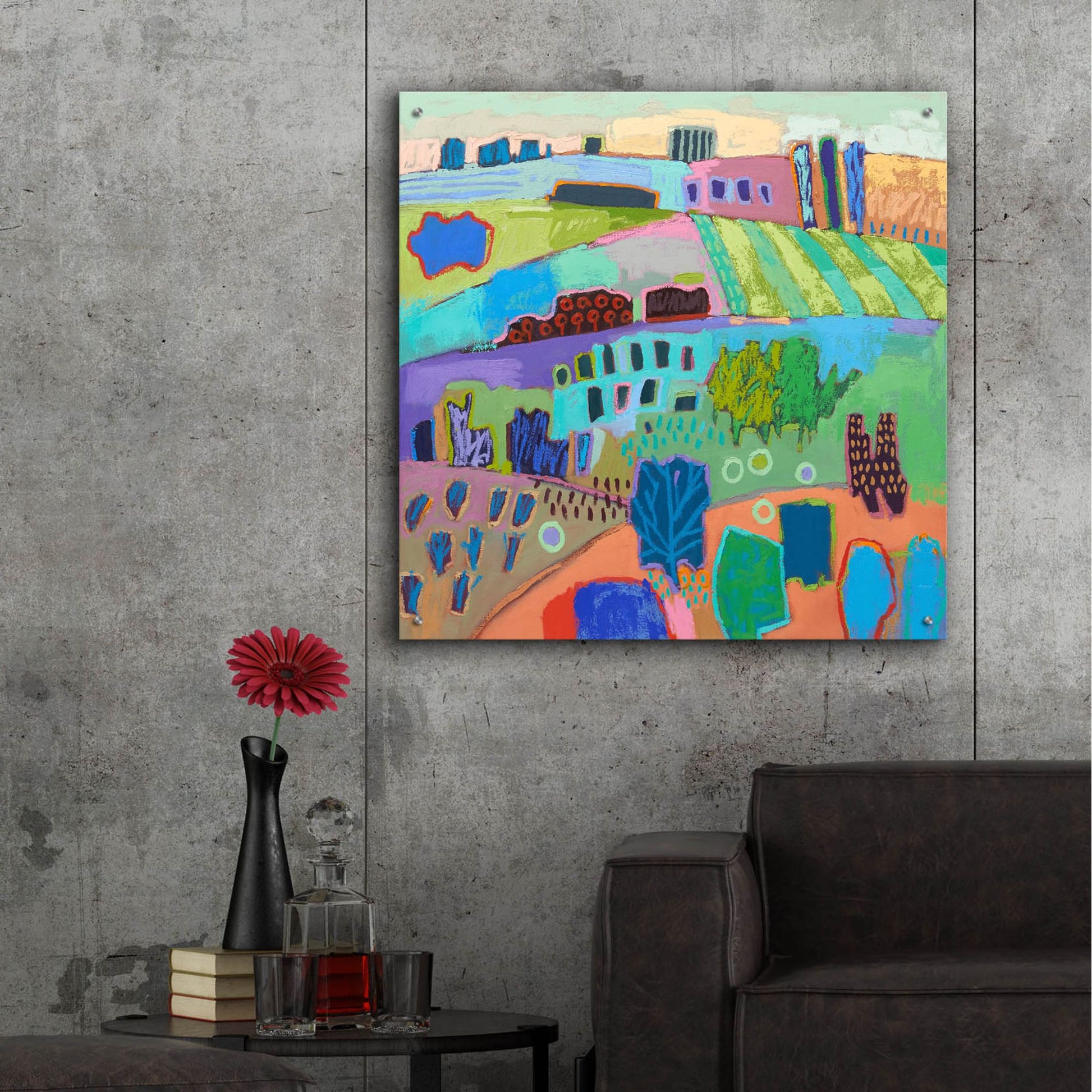 Epic Art ' If Happy Was a Landscape' by Jane Schmidt, Acrylic Glass Wall Art,36x36