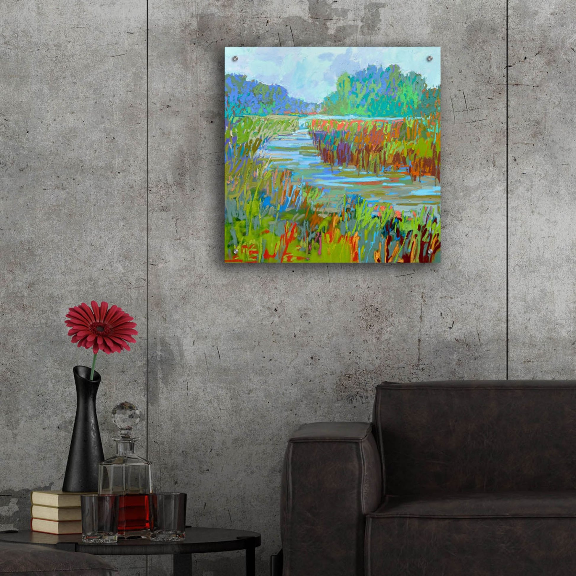 Epic Art ' A Bend in the River' by Jane Schmidt, Acrylic Glass Wall Art,24x24