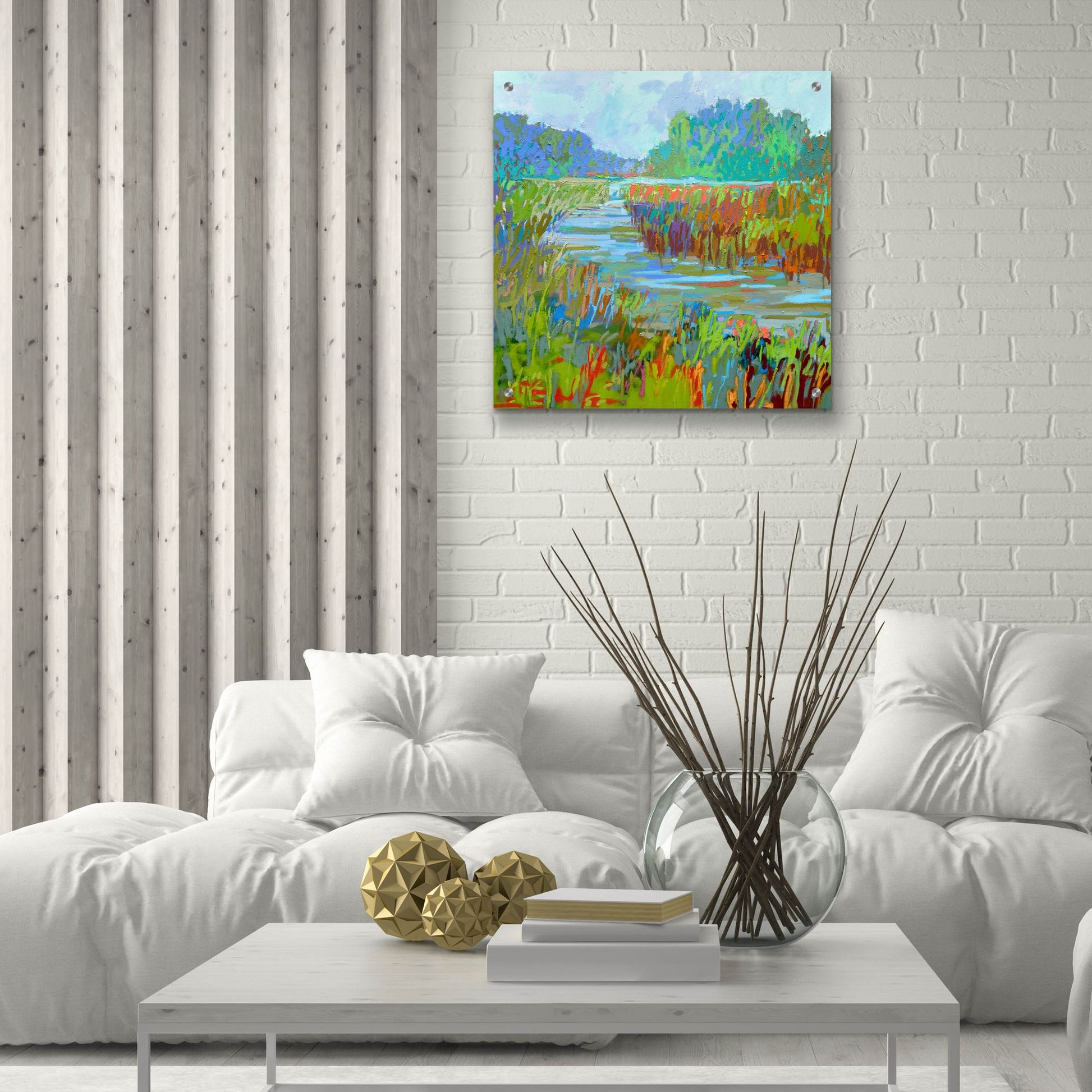 Epic Art ' A Bend in the River' by Jane Schmidt, Acrylic Glass Wall Art,24x24