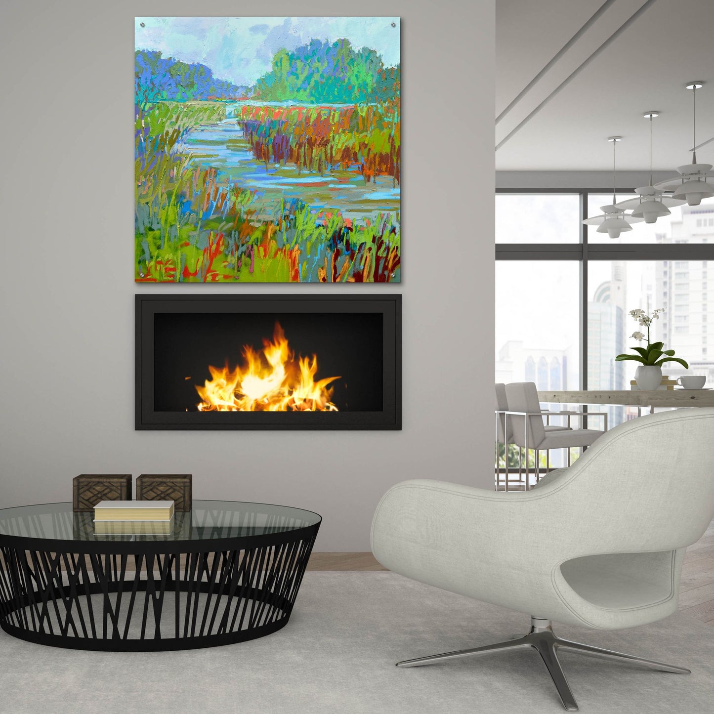 Epic Art ' A Bend in the River' by Jane Schmidt, Acrylic Glass Wall Art,36x36