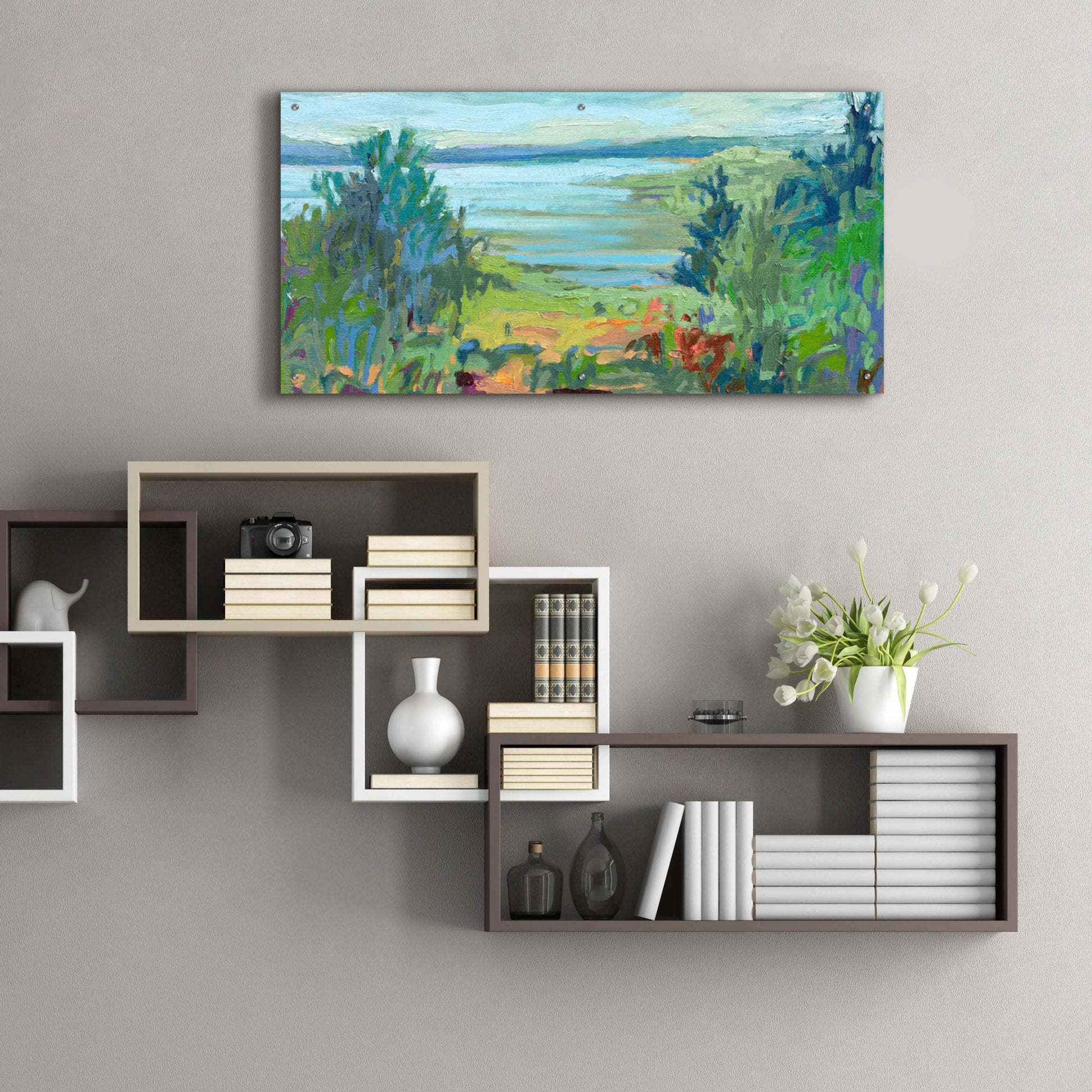 Epic Art ' On A Clear Day' by Jane Schmidt, Acrylic Glass Wall Art,48x24